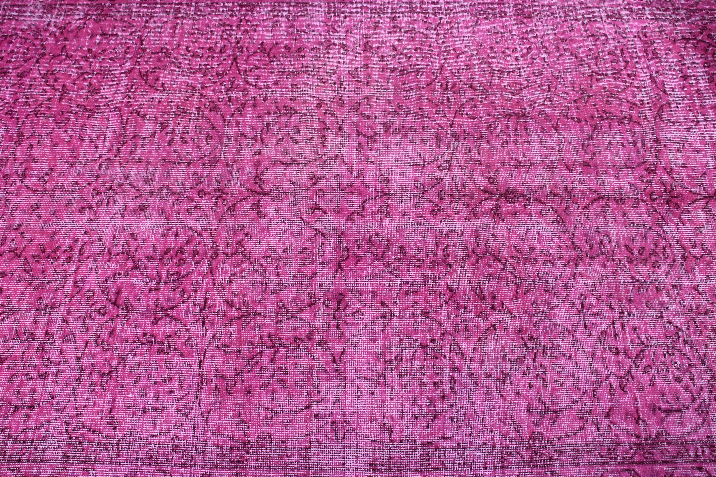 Vintage Rug, Turkish Rugs, Pink Geometric Rugs, Nursery Rugs, 4.7x7.8 ft Area Rugs, Cool Rug, Rugs for Oushak Area, Home Decor Rug