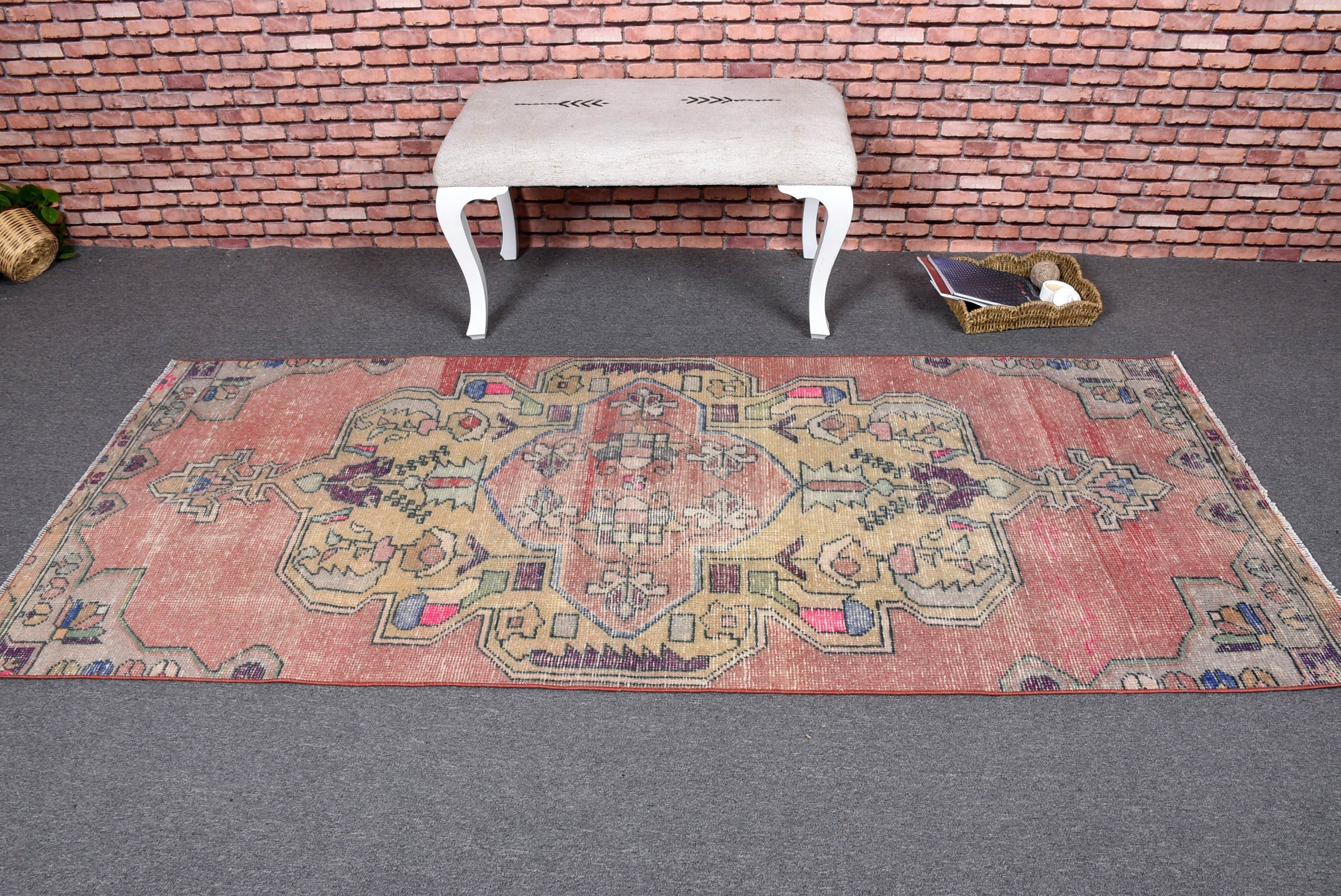 Vintage Rugs, Nursery Rug, Moroccan Rugs, Statement Rugs, 3.2x7.8 ft Area Rug, Vintage Area Rugs, Turkish Rug, Red Oriental Rugs, Boho Rugs