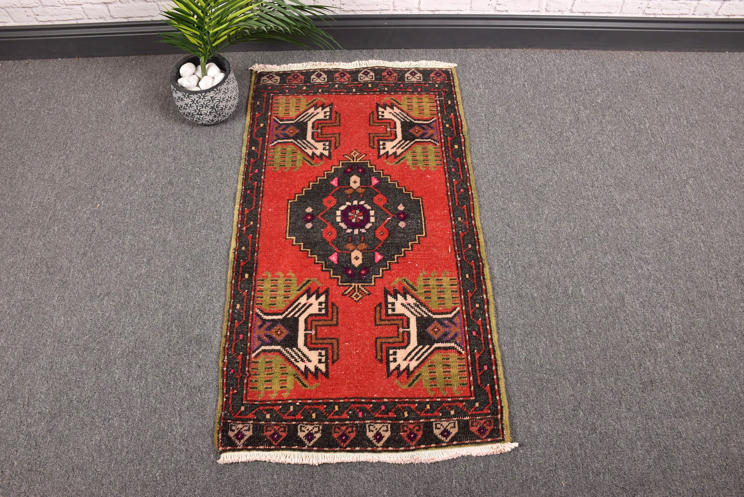 Yatak Odası Halıları, 1.8x3.3 ft Küçük Halı, Çocuk Halıları, Vintage Halı, Boho Halıları, Kırmızı Mutfak Halıları, Türk Halısı, Geometrik Halı, Paspas Halıları