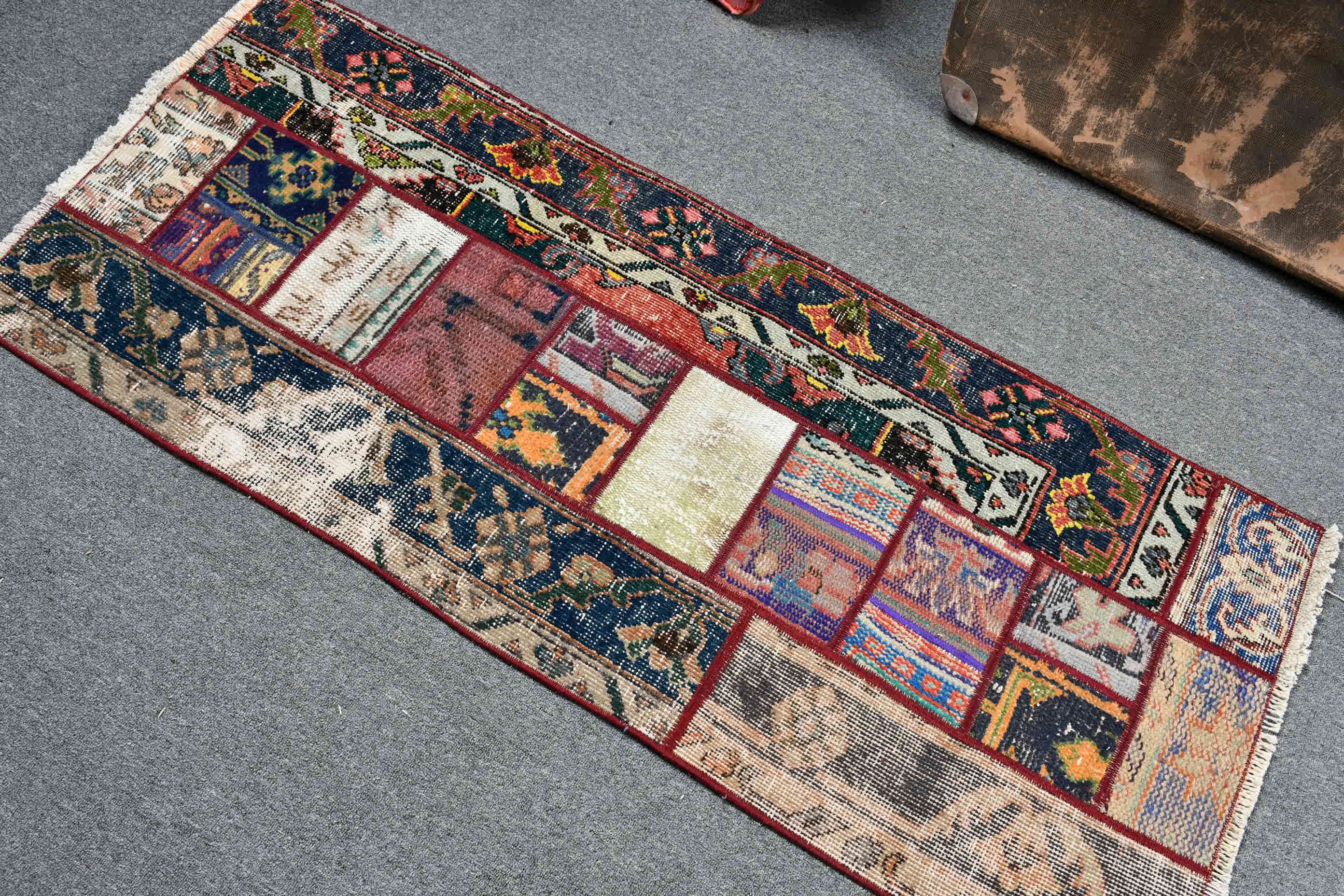 Çocuk Odası Halıları, 2.1x5 ft Küçük Halı, Vintage Halı, Retro Halı, Giriş Halıları, Mutfak Halıları, Türk Halısı, Mavi Yatak Odası Halıları