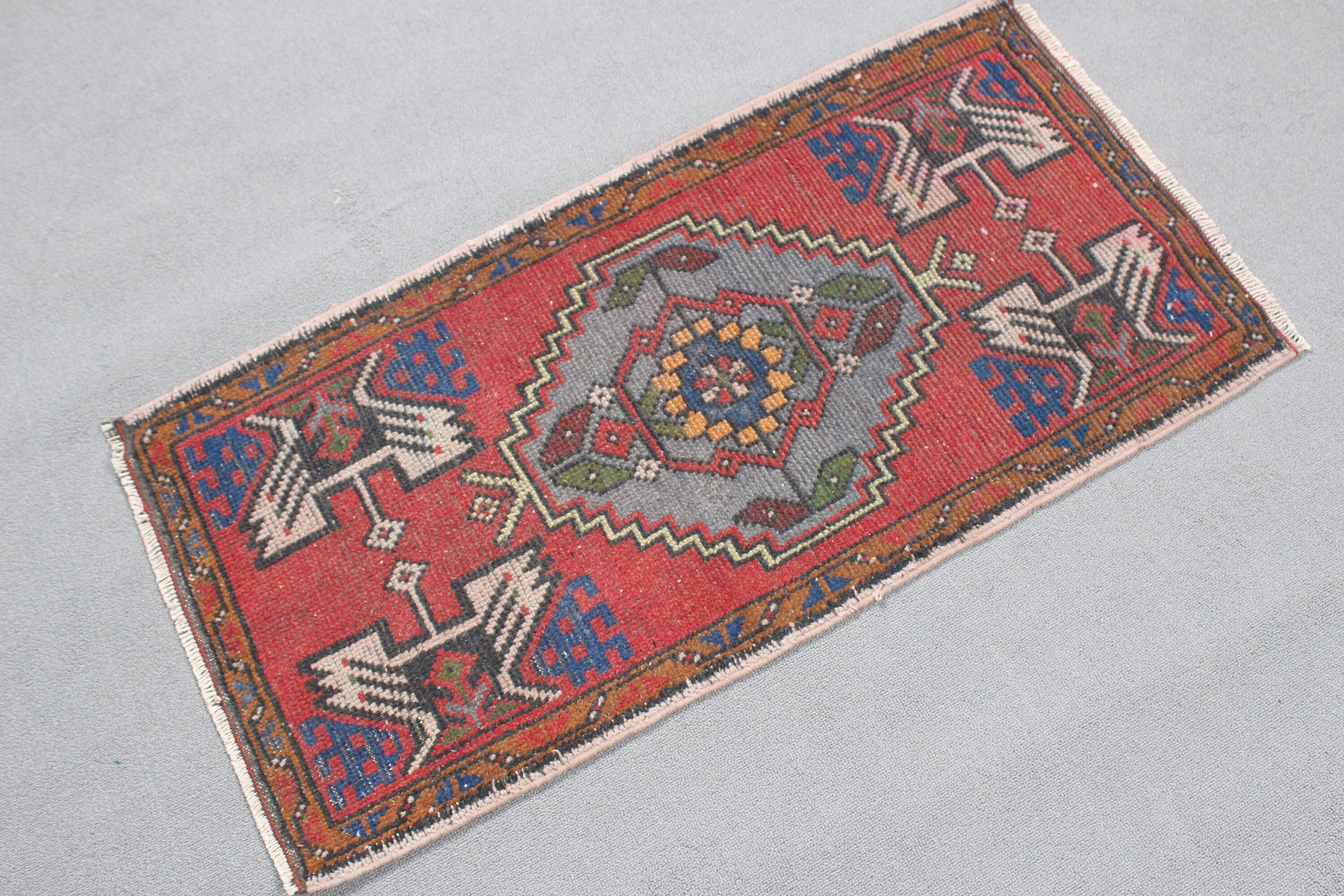 Entry Rugs, Turkish Rugs, 1.6x3.3 ft Small Rugs, Modern Rug, Vintage Rugs, Artistic Rugs, Red Kitchen Rugs, Small Area Rugs, Handwoven Rugs