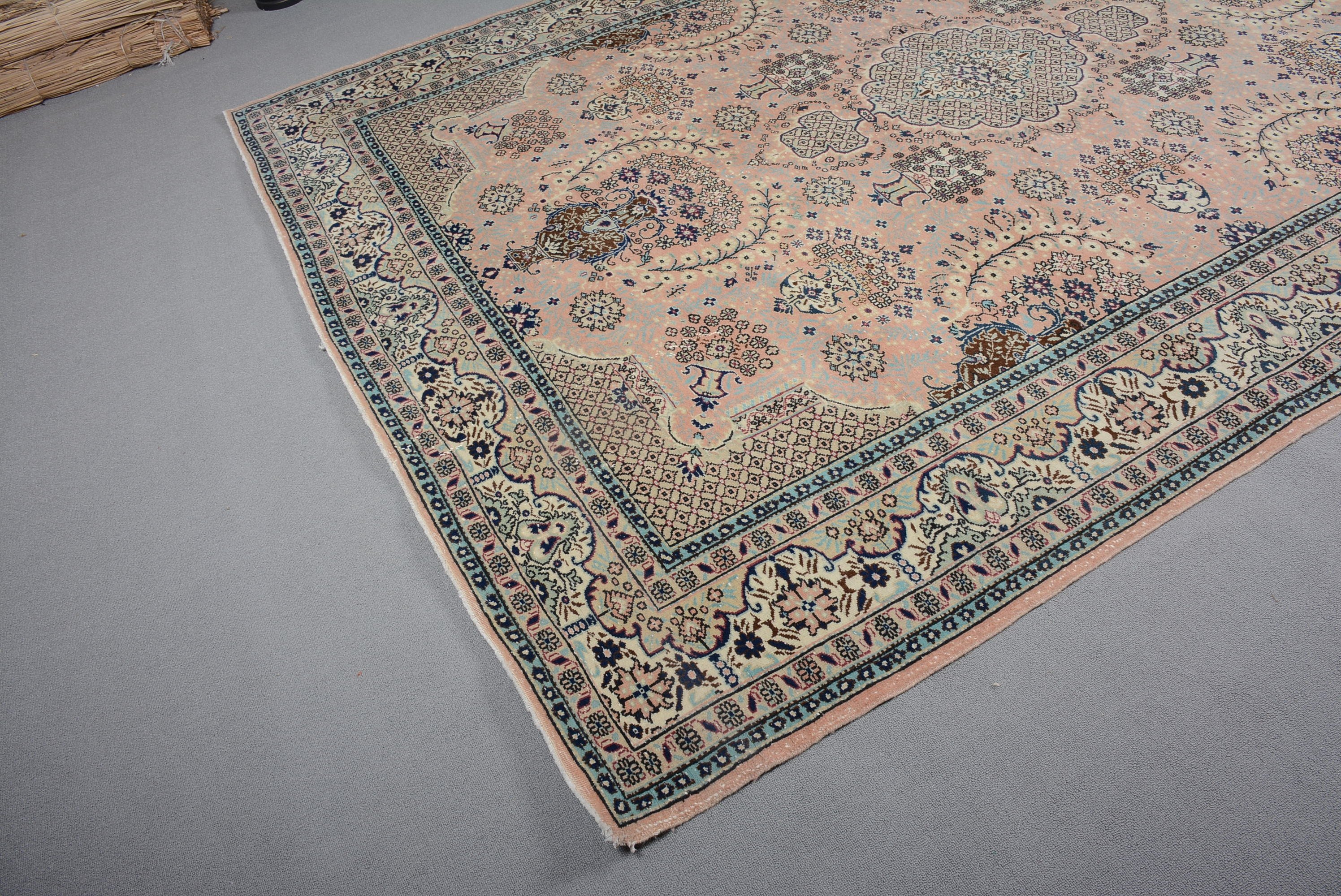 Vintage Halı, Türk Halısı, Yemek Odası Halıları, Salon Halıları, Antika Halı, 6.8x9.6 ft Büyük Halı, Oushak Halısı, Pembe Yer Halısı, Salon Halısı