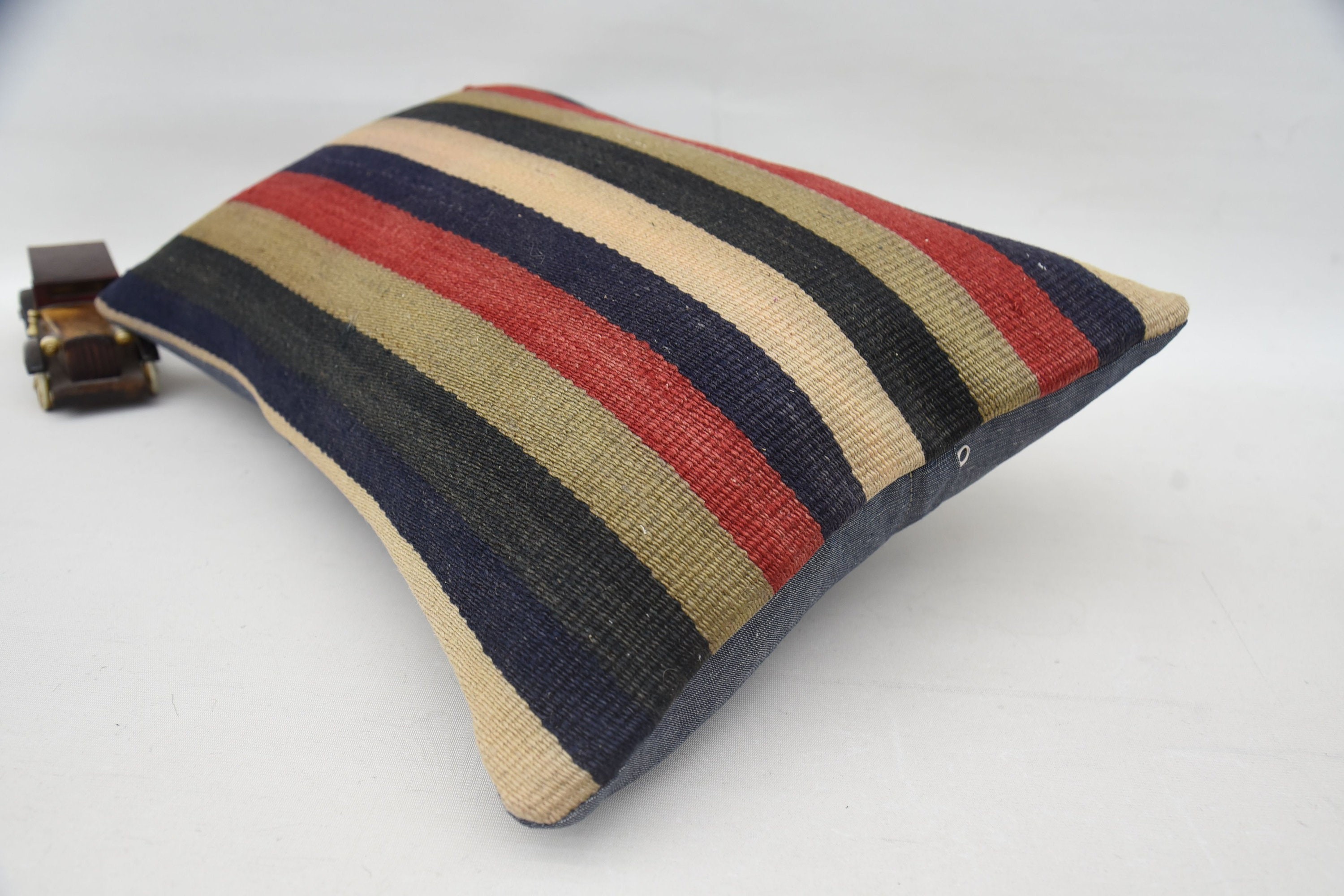 Antique Pillows, 16"x24" Blue Cushion, Turkish Kilim Pillow, Vintage Pillow, Southwestern Cushion Cover, Farmhouse Cushion Case