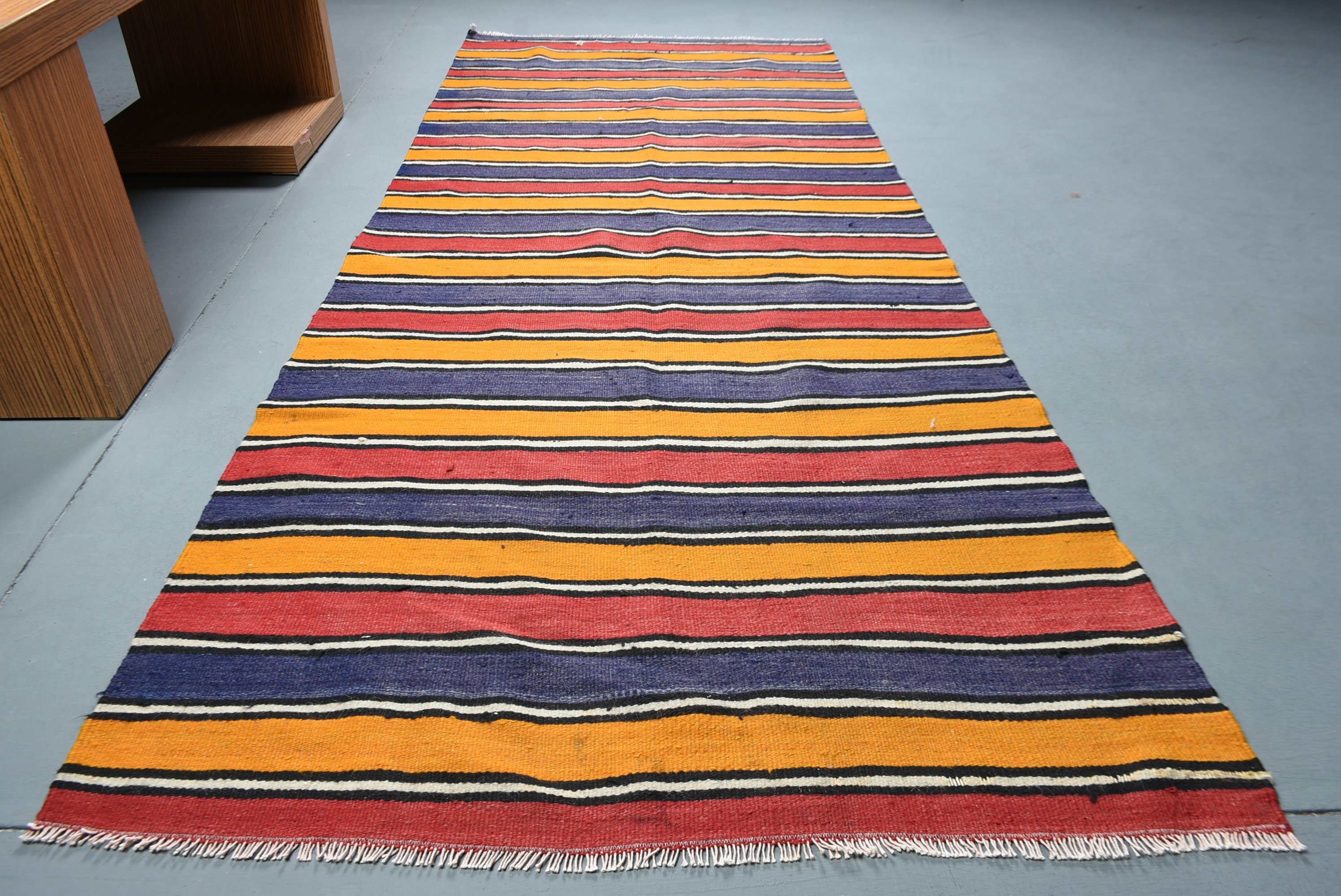 Sarı Oushak Halı, 3.6x8.6 ft Alan Halısı, Türk Halıları, Yemek Odası Halısı, Havalı Halılar, Vintage Halı, Mutfak Halısı, Retro Halı, Kilim