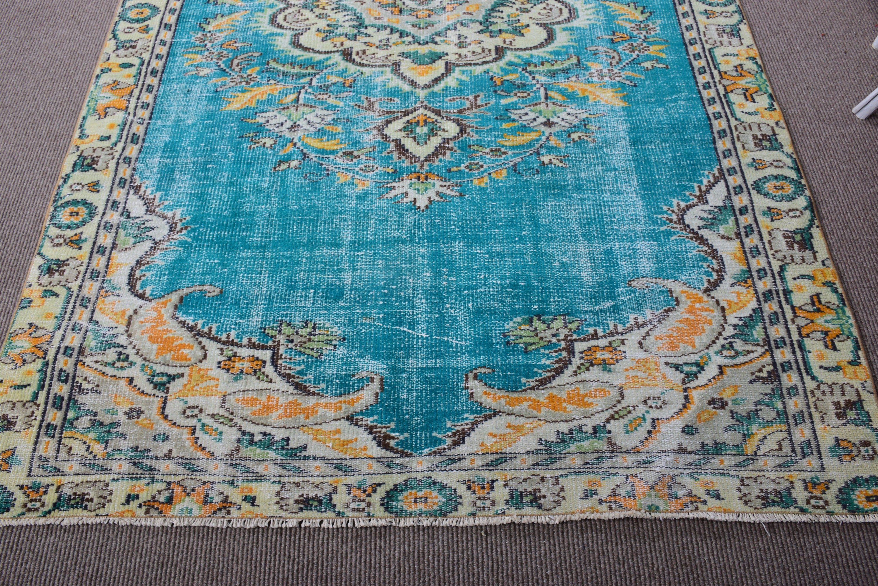 5.5x8.8 ft Large Rugs, Exotic Rug, Green Antique Rugs, Turkish Rug, Vintage Rug, Bedroom Rugs, Modern Rugs, Living Room Rugs, Flatweave Rug