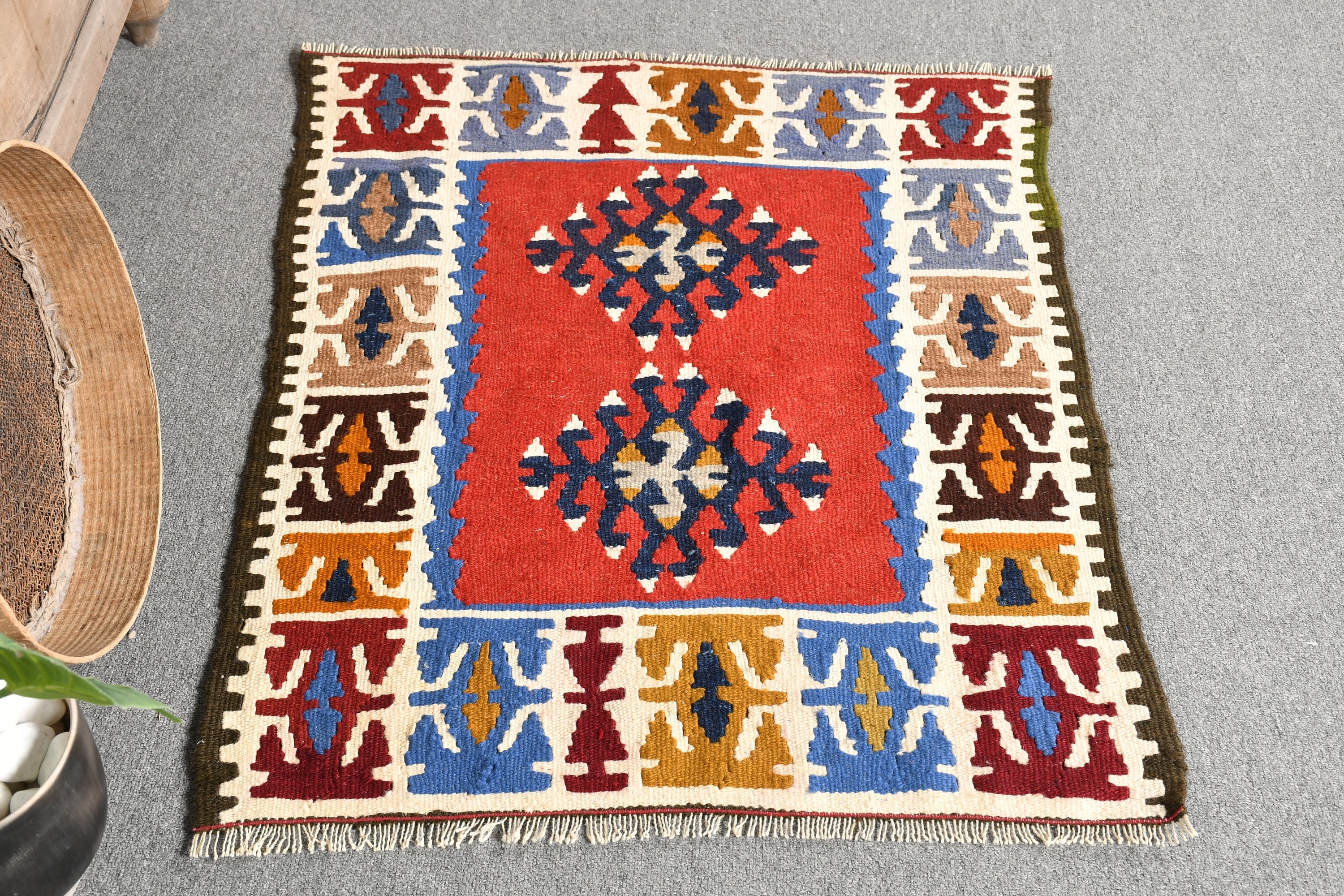 Giriş Halıları, Vintage Halı, Yer Halıları, Oryantal Halı, Yatak Odası Halısı, Türk Halısı, Aztek Halısı, Kilim, 2,5x3,2 ft Küçük Halı, Kırmızı Ev Dekor Halısı