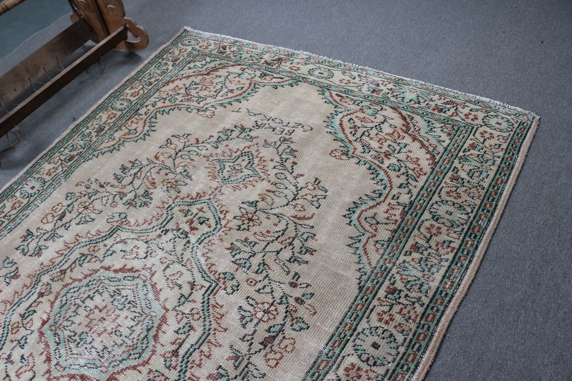 5.9x9.9 ft Büyük Halı, Yer Halısı, Kahverengi Antika Halı, Vintage Halı, Türk Halısı, Soyut Halılar, Ev Dekor Halısı, Yatak Odası Halıları, Salon Halısı