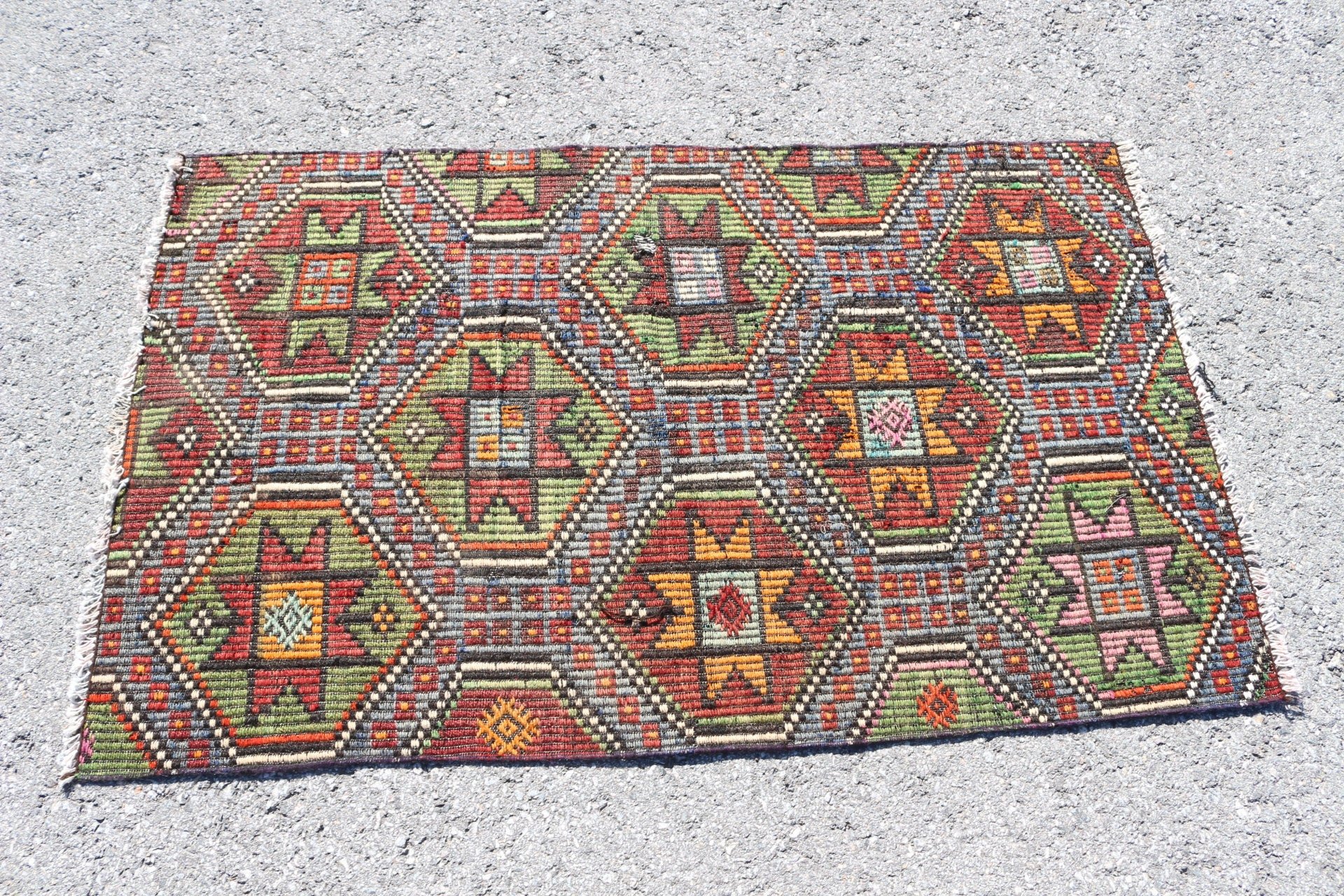 Türk Halısı, 2.7x4.3 ft Küçük Halı, Antika Halılar, Turuncu Oushak Halıları, Kilim, Çocuk Halıları, Mutfak Halısı, Vintage Halı, Ofis Halısı, Banyo Halıları