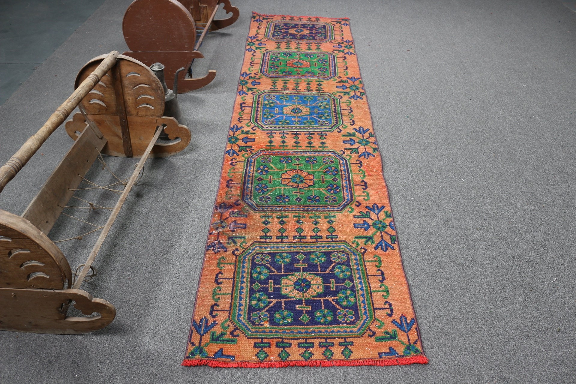 Moroccan Rug, Turkish Rug, Vintage Rug, Red Antique Rug, Rugs for Stair, 2.4x9.4 ft Runner Rugs, Oriental Rug, Corridor Rug, Stair Rug