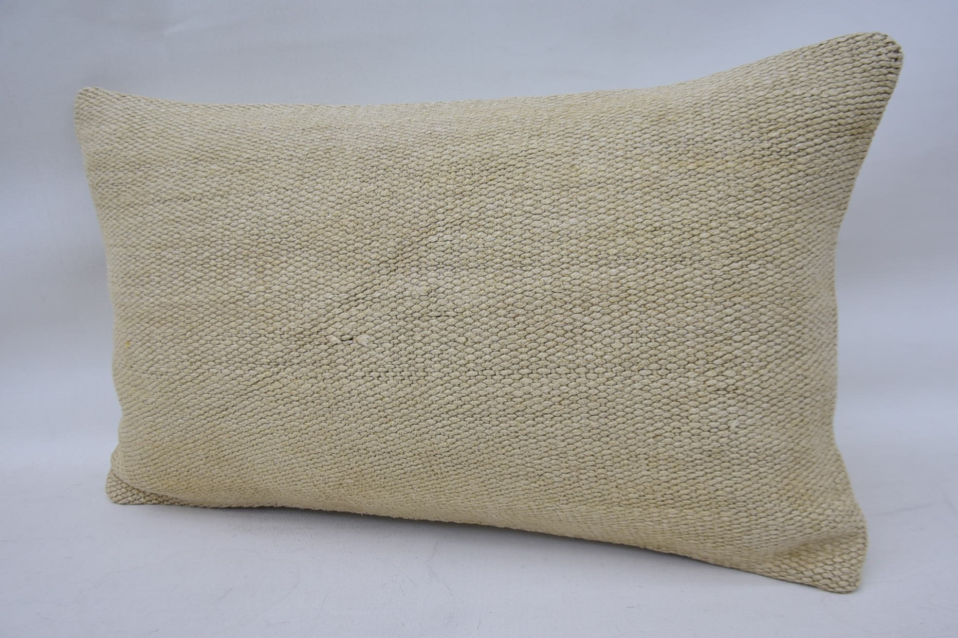 Handmade Kilim Cushion, Ethnic Pillow Cover Pillow, Vintage Kilim Pillow, 12"x20" Beige Pillow Sham, Turkish Kilim Pillow