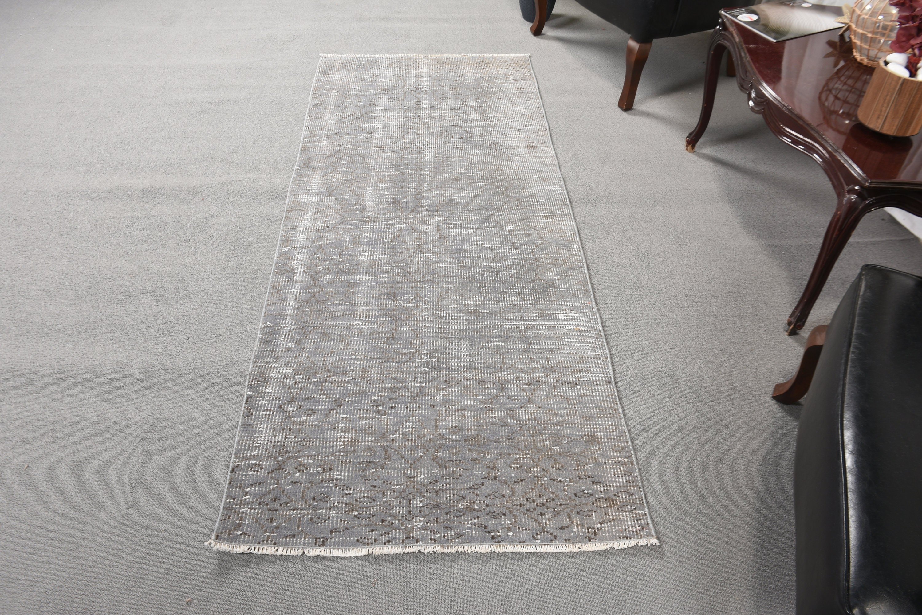 Antique Rug, Gray Luxury Rug, Turkish Rug, 2.7x6.7 ft Accent Rug, Handwoven Rugs, Entry Rugs, Traditional Rug, Bedroom Rugs, Vintage Rugs