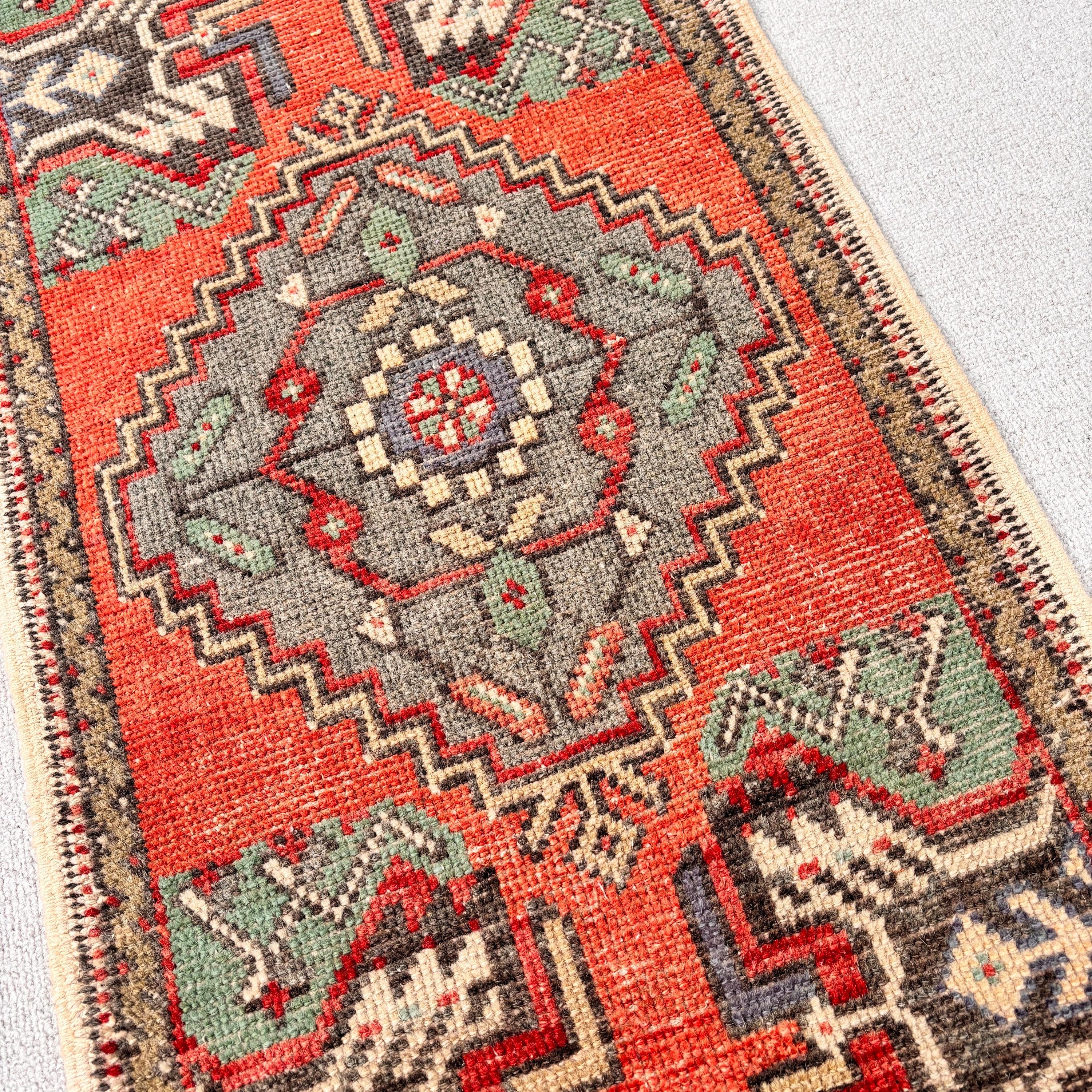 Rugs for Bathroom, Organic Rugs, Small Area Rug, Turkish Rugs, Modern Rug, 1.6x3.2 ft Small Rug, Kitchen Rug, Orange Cool Rugs, Vintage Rug