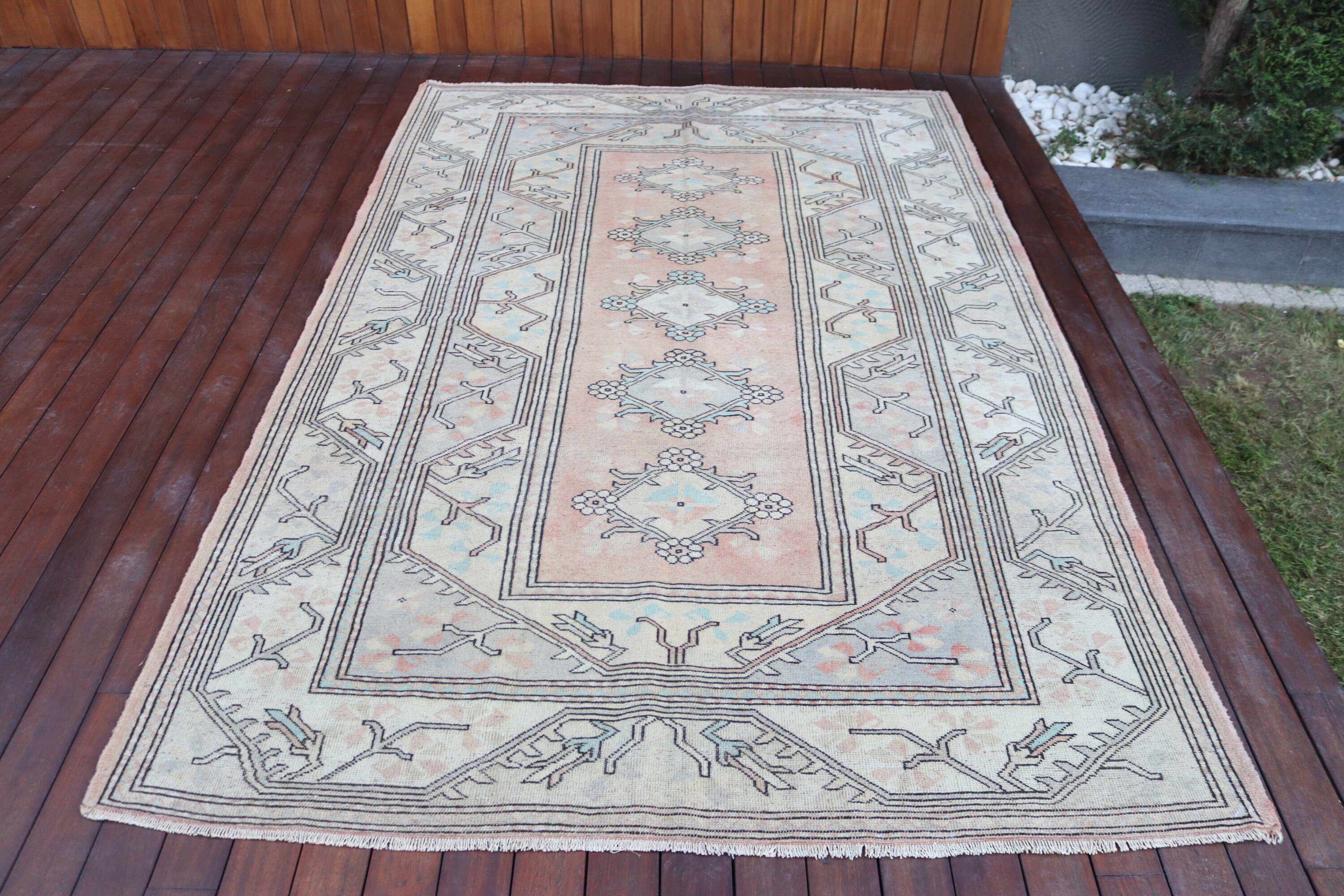 Tribal Rugs, Large Vintage Rug, Turkish Rugs, Vintage Rug, Salon Rugs, Beige Anatolian Rugs, Cool Rugs, 5.2x8 ft Large Rug, Anatolian Rugs