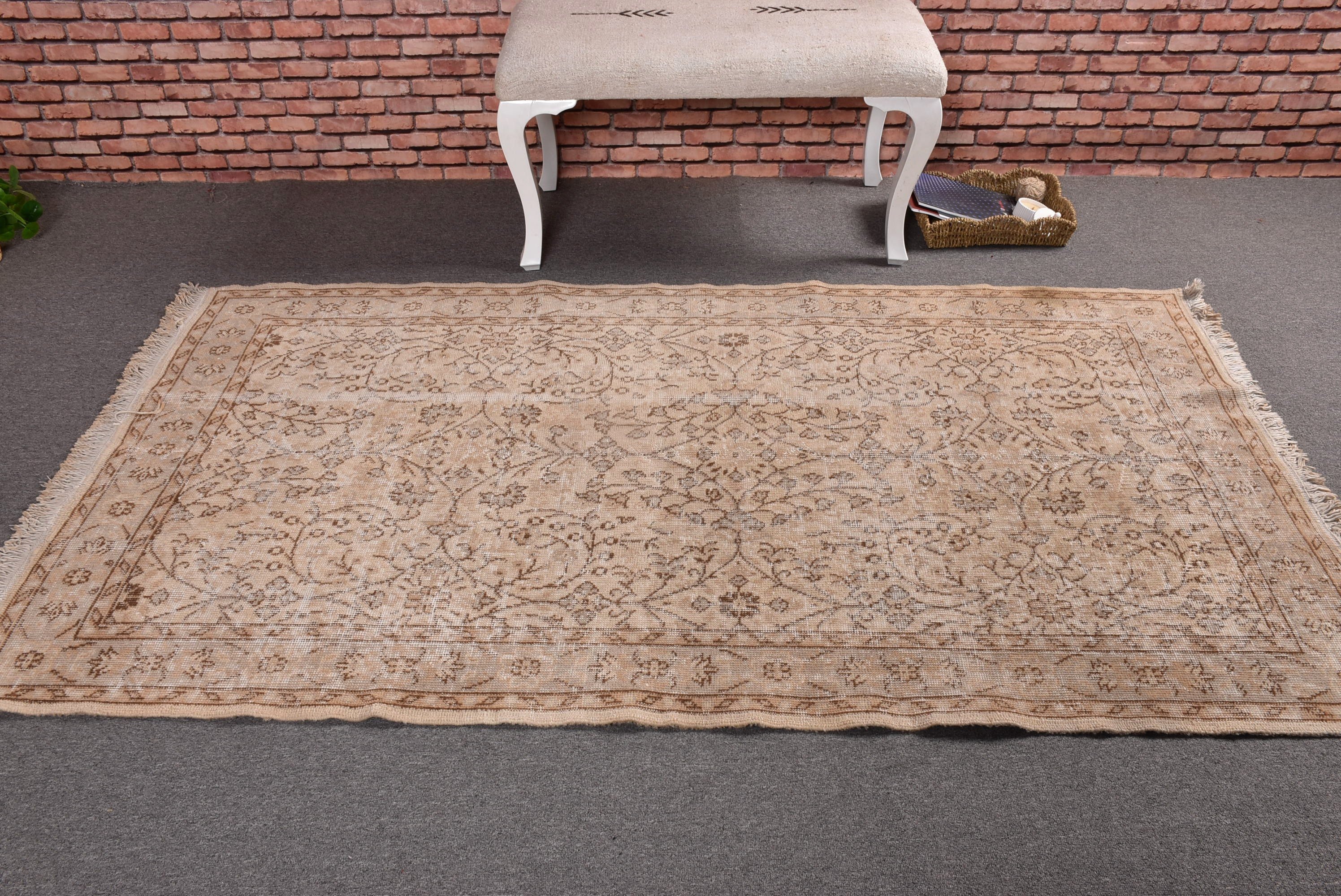 Anatolian Rugs, Boho Area Rugs, Beige Bedroom Rug, Turkish Rug, 3.9x7 ft Area Rug, Vintage Rug, Rugs for Living Room, Antique Rugs