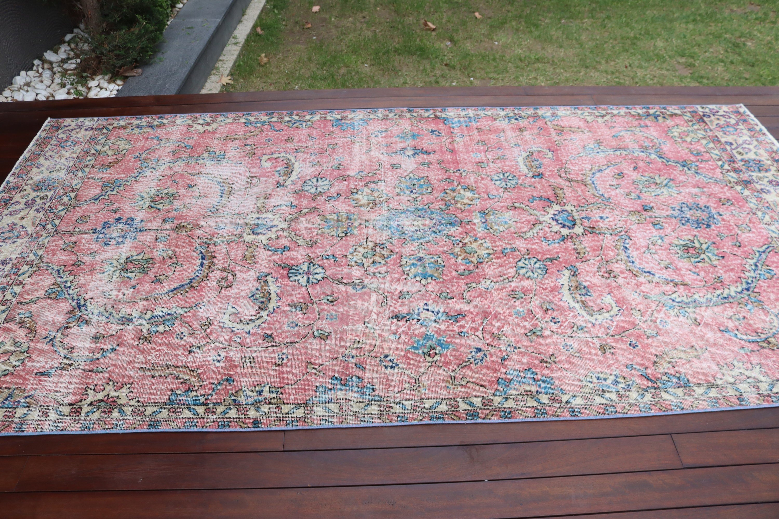 Vintage Halılar, 5x9.8 ft Büyük Halı, Türk Halısı, Salon Halıları, Pembe Anadolu Halıları, Yatak Odası Halısı, Salon Halısı, Mutfak Halısı