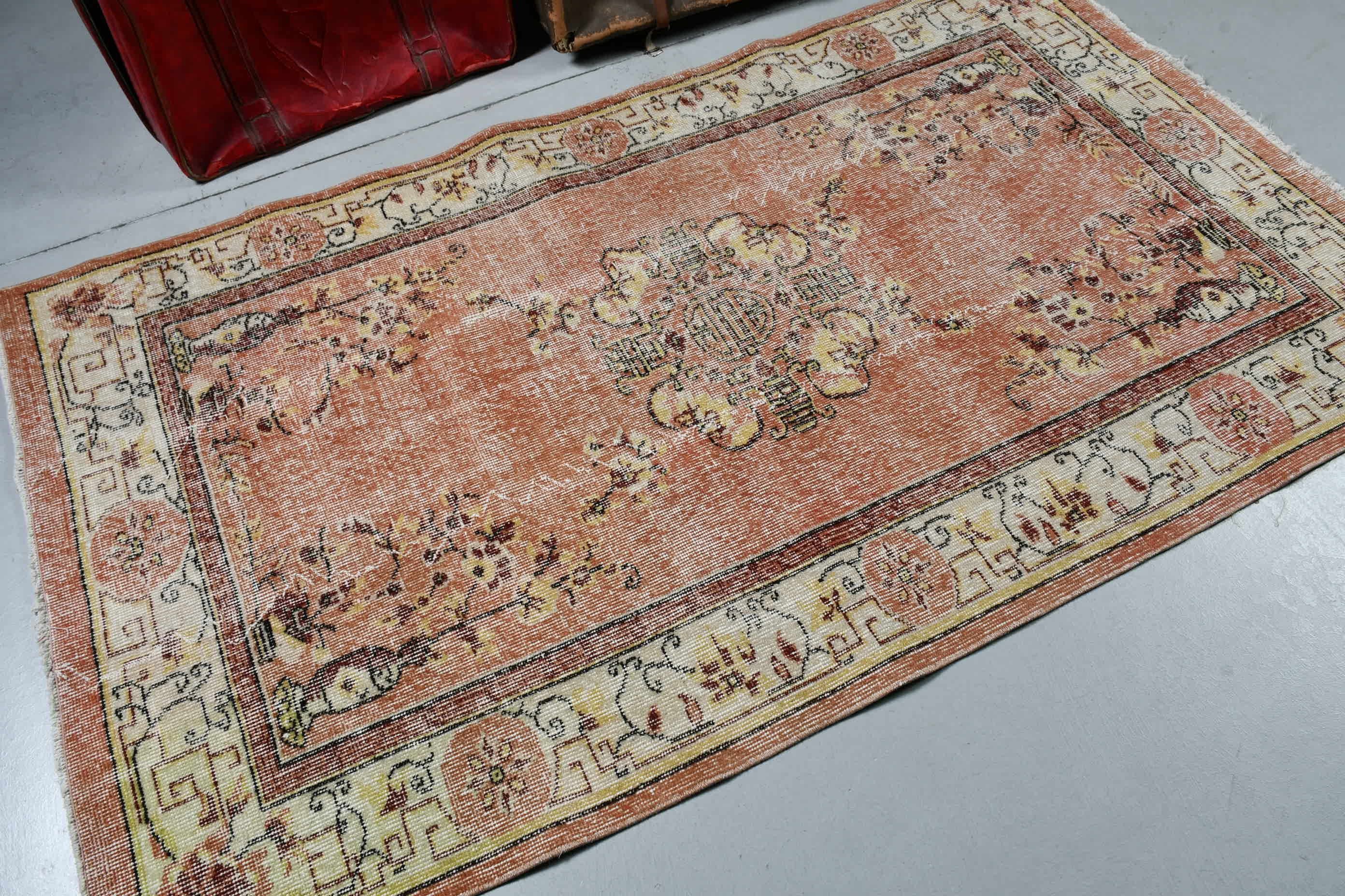 Cool Rugs, Bedroom Rug, Vintage Rugs, 3.8x6.7 ft Area Rugs, Orange Moroccan Rug, Wool Rugs, Rugs for Dining Room, Indoor Rug, Turkish Rugs