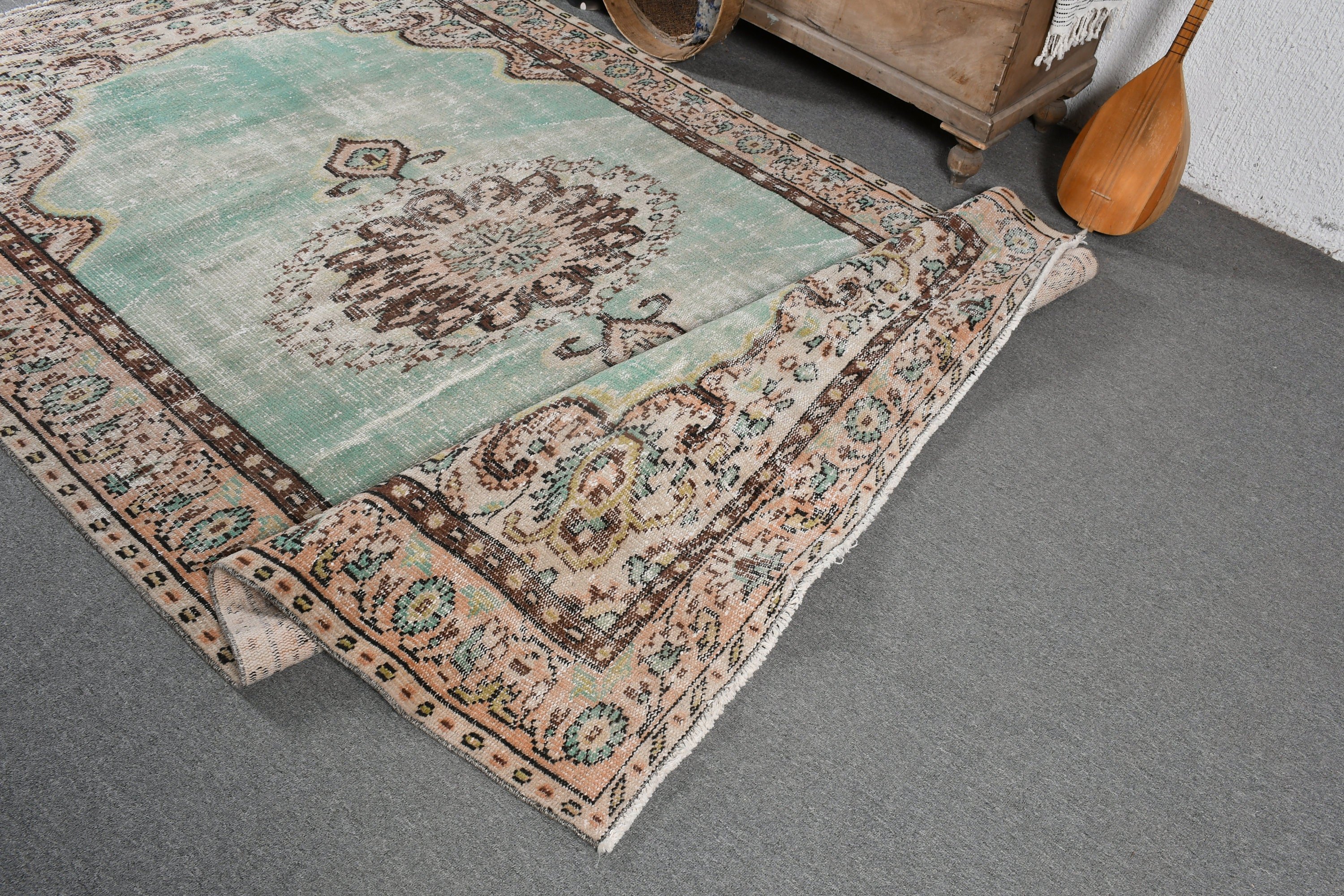 Moroccan Rug, Vintage Rug, Green Anatolian Rug, Anatolian Rug, Turkish Rug, Living Room Rug, Dining Room Rug, 5.6x8.8 ft Large Rugs