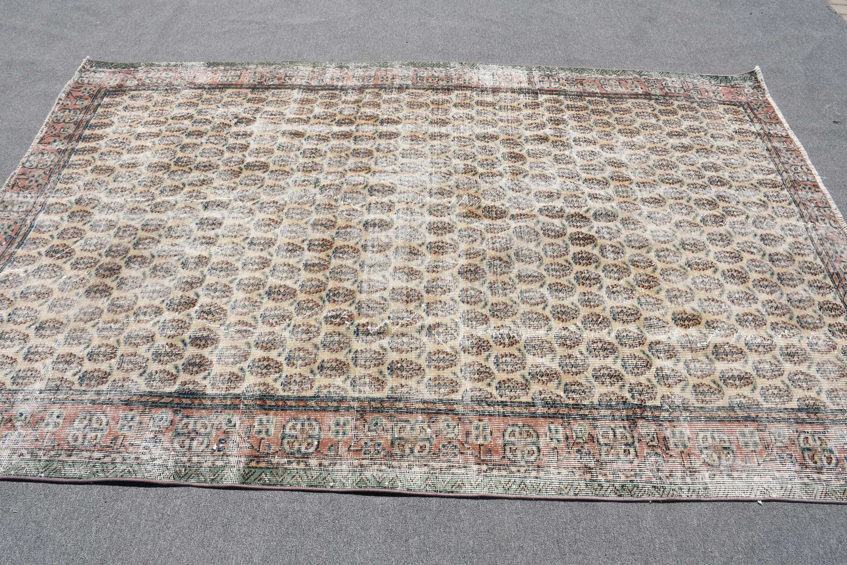 Sessiz Halılar, Bej Fas Halısı, Türk Halıları, Oturma Odası Halısı, 5,5x8,3 ft Büyük Halı, Vintage Halılar, Salon Halısı, Antika Halılar