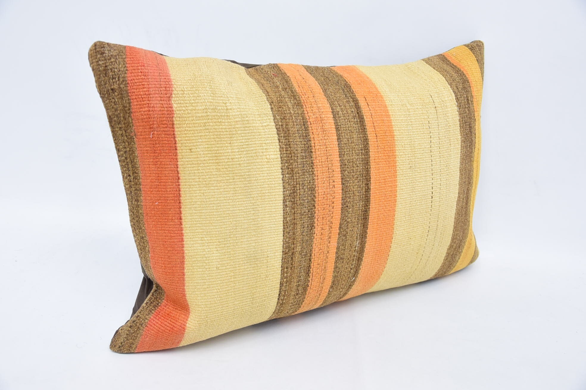 16"x24" Beige Cushion Cover, Vintage Kilim Pillow, Turkish Bench Pillow Case, Kilim Cushion Sham, Handmade Kilim Cushion, Bolster Pillow