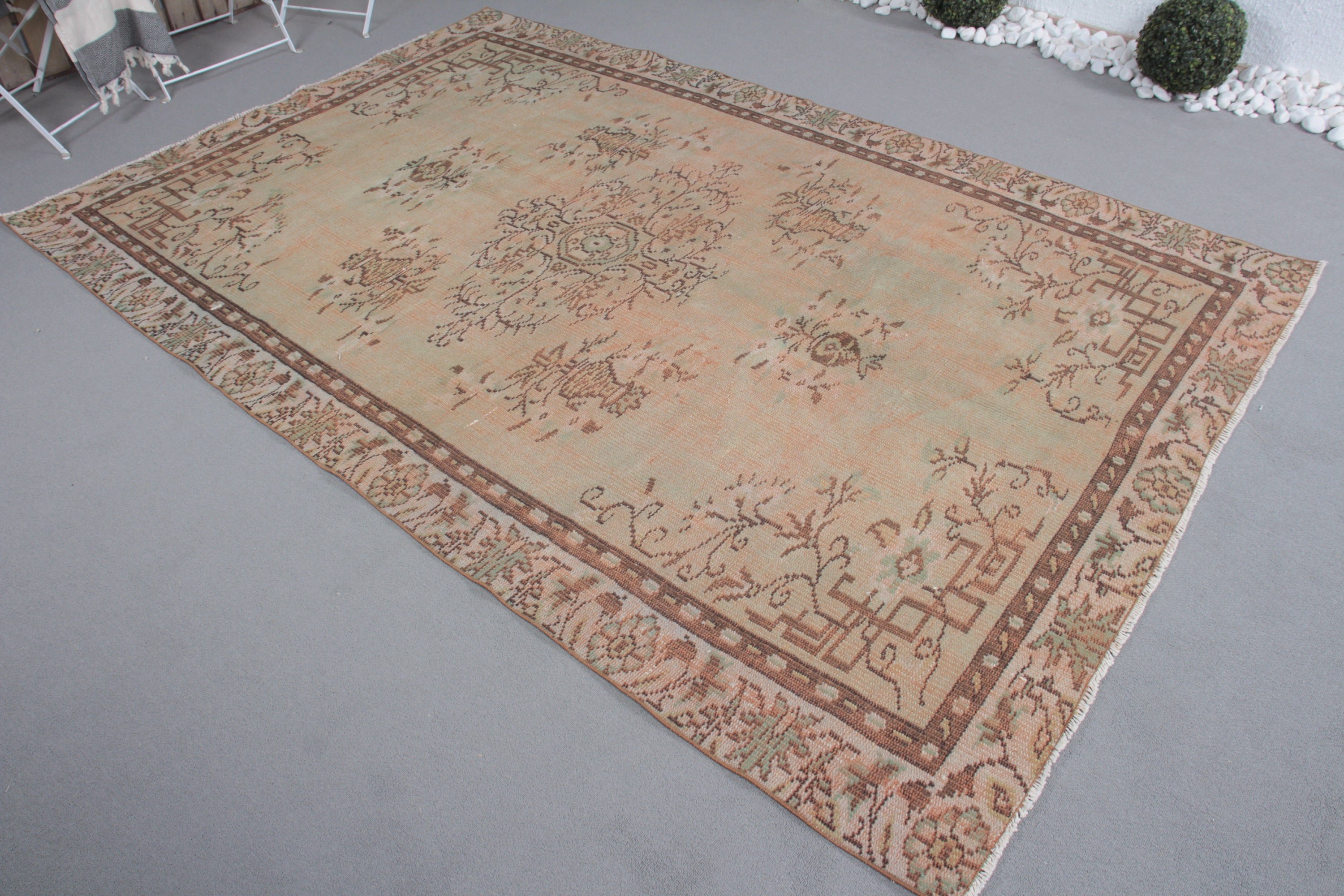 Oriental Rug, Salon Rug, Turkish Rug, 5.6x8.4 ft Large Rug, Bedroom Rugs, Boho Rugs, Vintage Rug, Beige Kitchen Rugs, Dining Room Rugs