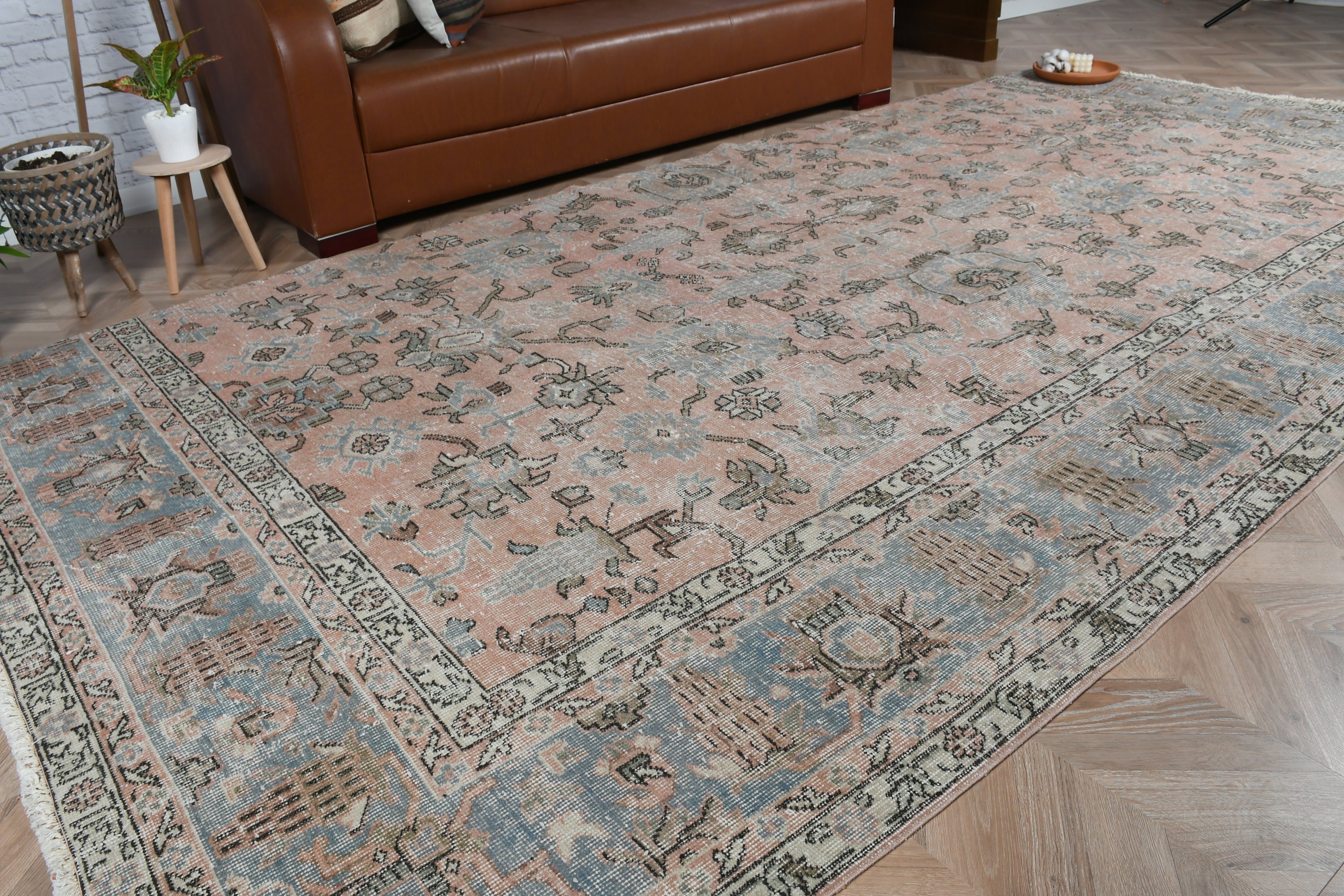 Yemek Odası Halısı, Anadolu Halısı, Türk Halısı, Kırmızı Oushak Halısı, Salon Halıları, Vintage Halı, Salon Halısı, Yün Halı, 6.4x12.5 ft Büyük Boy Halı