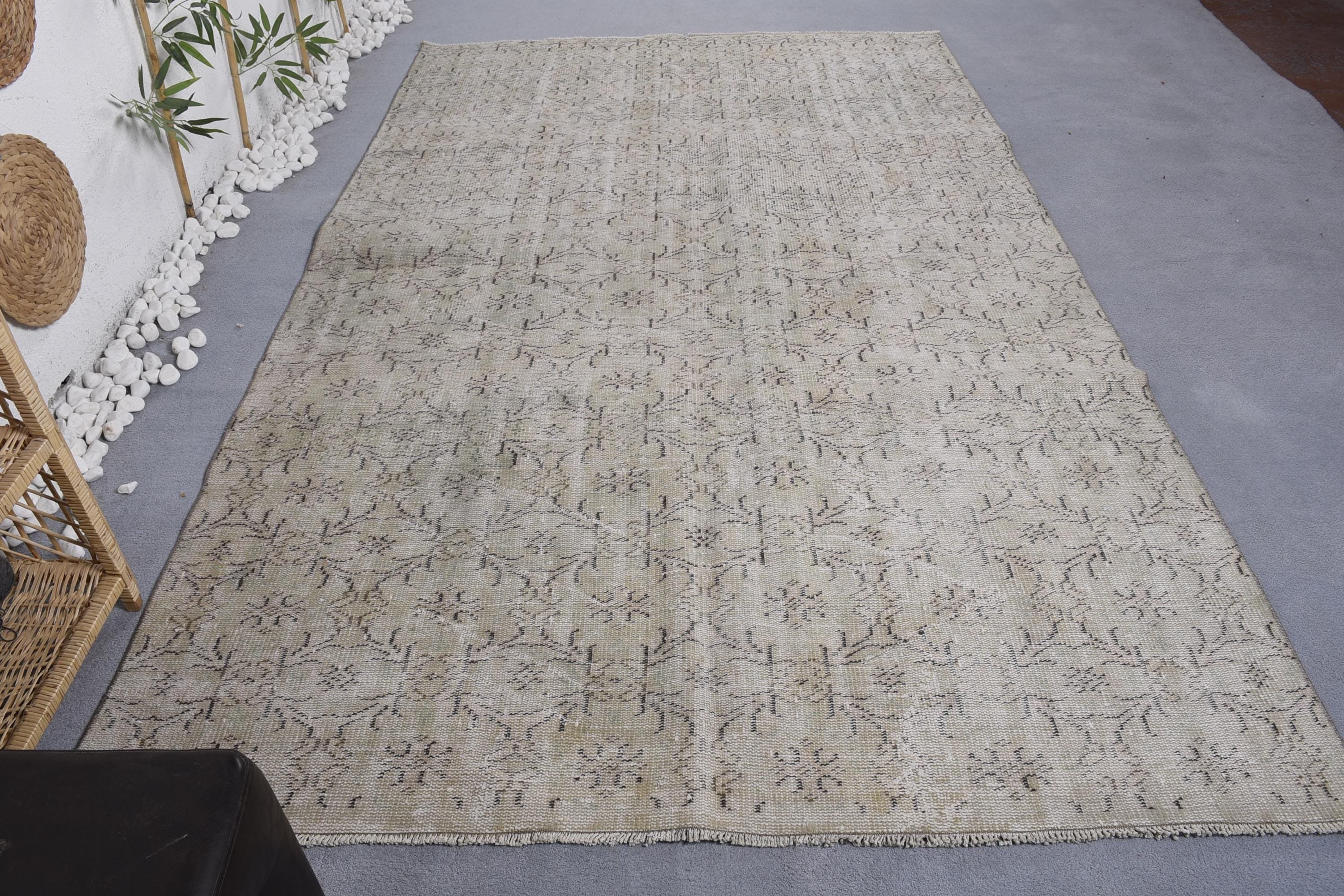 6.1x9.9 ft Büyük Halılar, Havalı Halılar, Yeşil Oushak Halı, Estetik Halı, Türk Halıları, Vintage Halı, Yatak Odası Halısı, Yemek Odası Halıları, Fas Halısı