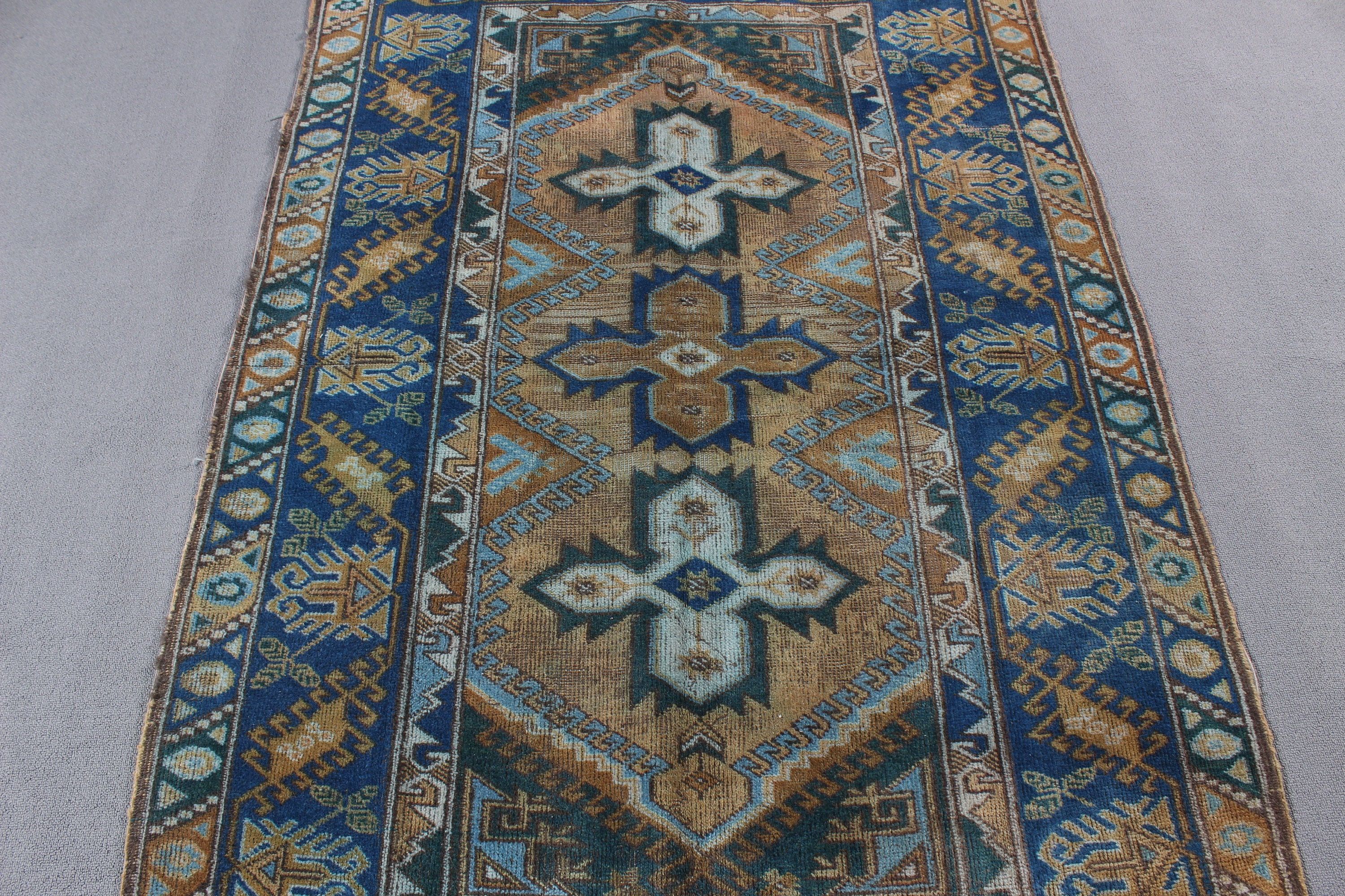 Yeşil Nötr Halı, Oushak Halıları, Vintage Halılar, Kabile Halıları, Fas Halıları, 3,9x5,8 ft Accent Halı, Türk Halısı, Yatak Odası Halısı, Boho Accent Halıları