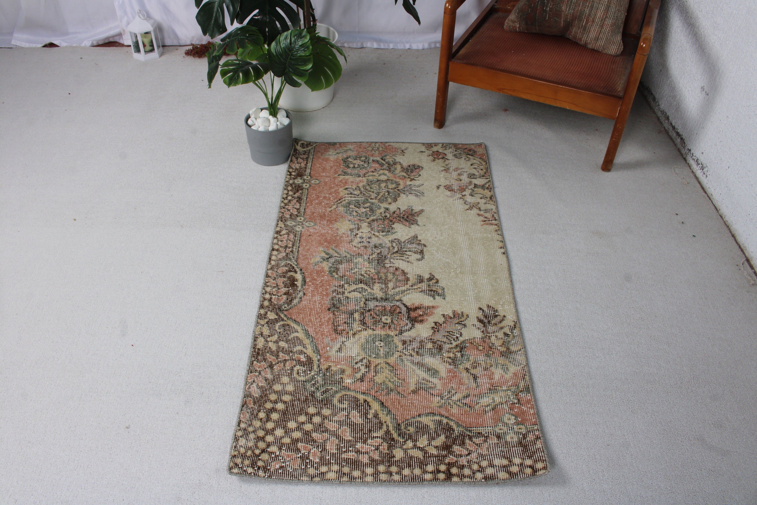 Türk Halıları, Küçük Vintage Halı, Anadolu Halısı, Mutfak Halıları, Vintage Halılar, Kahverengi 2.3x4.3 ft Küçük Halı, Antika Halı, Boho Halı