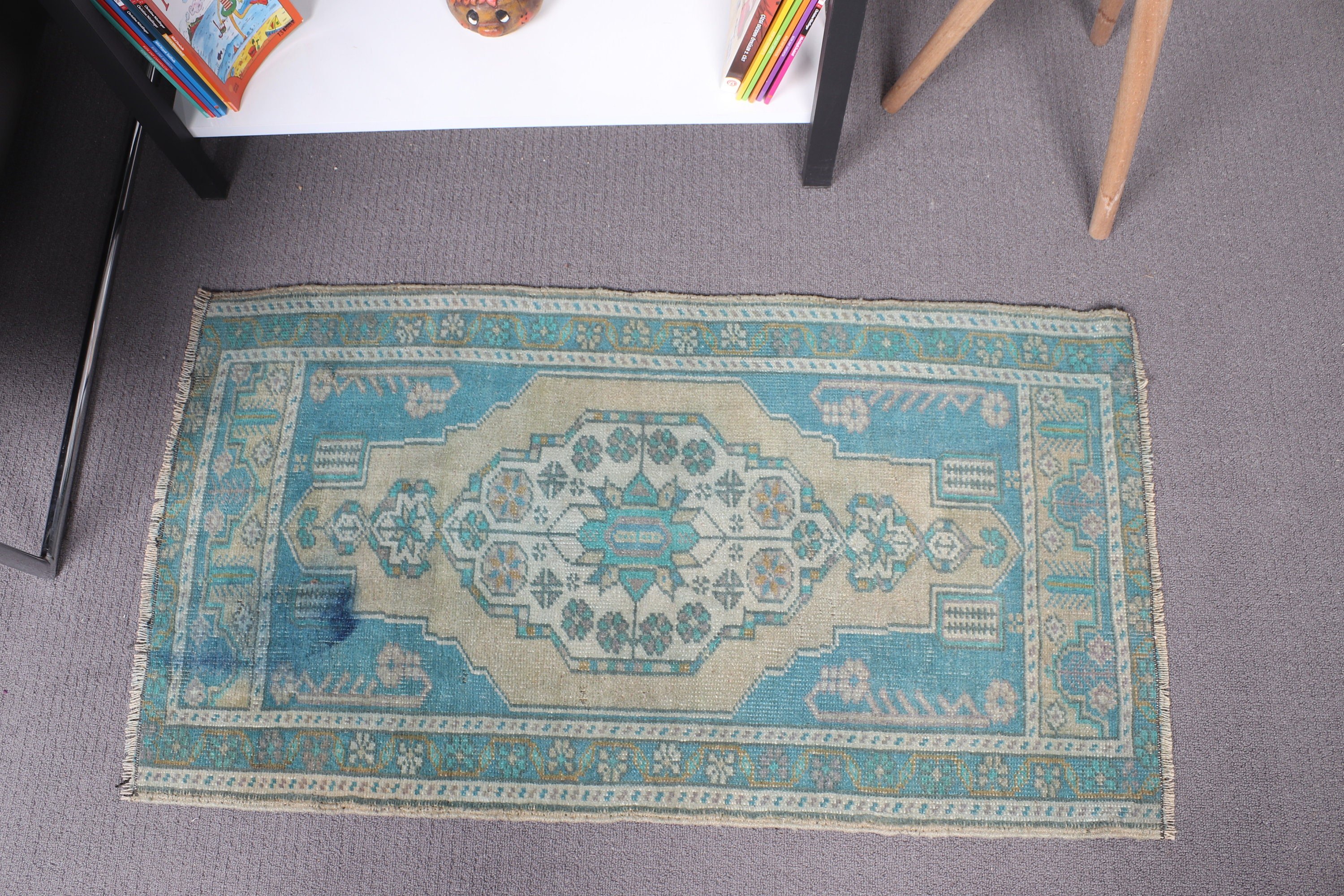 El Dokuma Halı, Kahverengi Boho Halılar, Antika Halılar, 1.7x3.3 ft Küçük Halı, Küçük Alan Halıları, Türk Halısı, Banyo Halıları, Banyo Paspası Boho Halısı, Vintage Halı