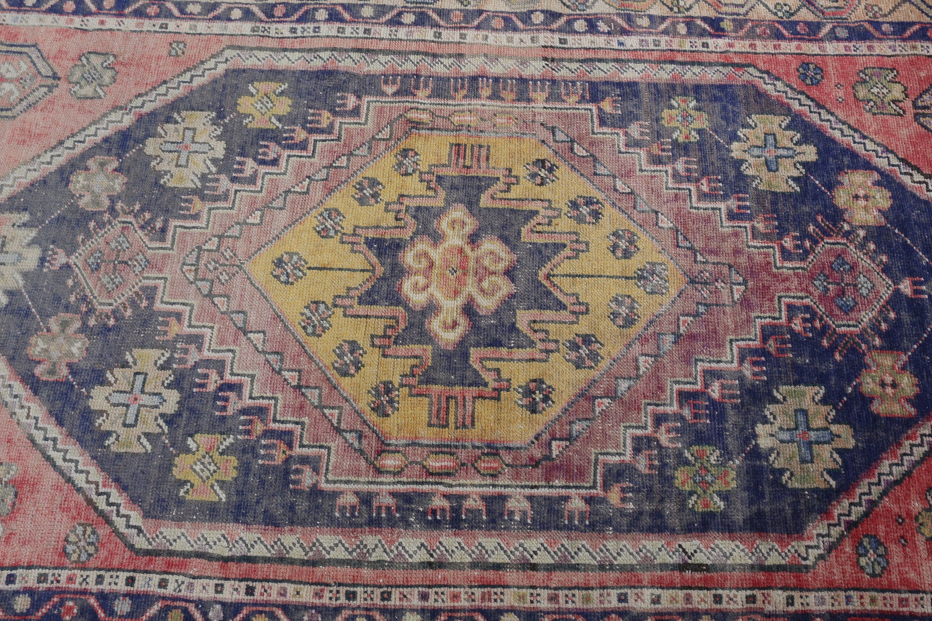 Vintage Rugs, Moroccan Rug, Turkish Rugs, Cute Rugs, Rugs for Floor, Blue Bedroom Rugs, Oushak Rug, Living Room Rug, 3.4x7.4 ft Area Rug