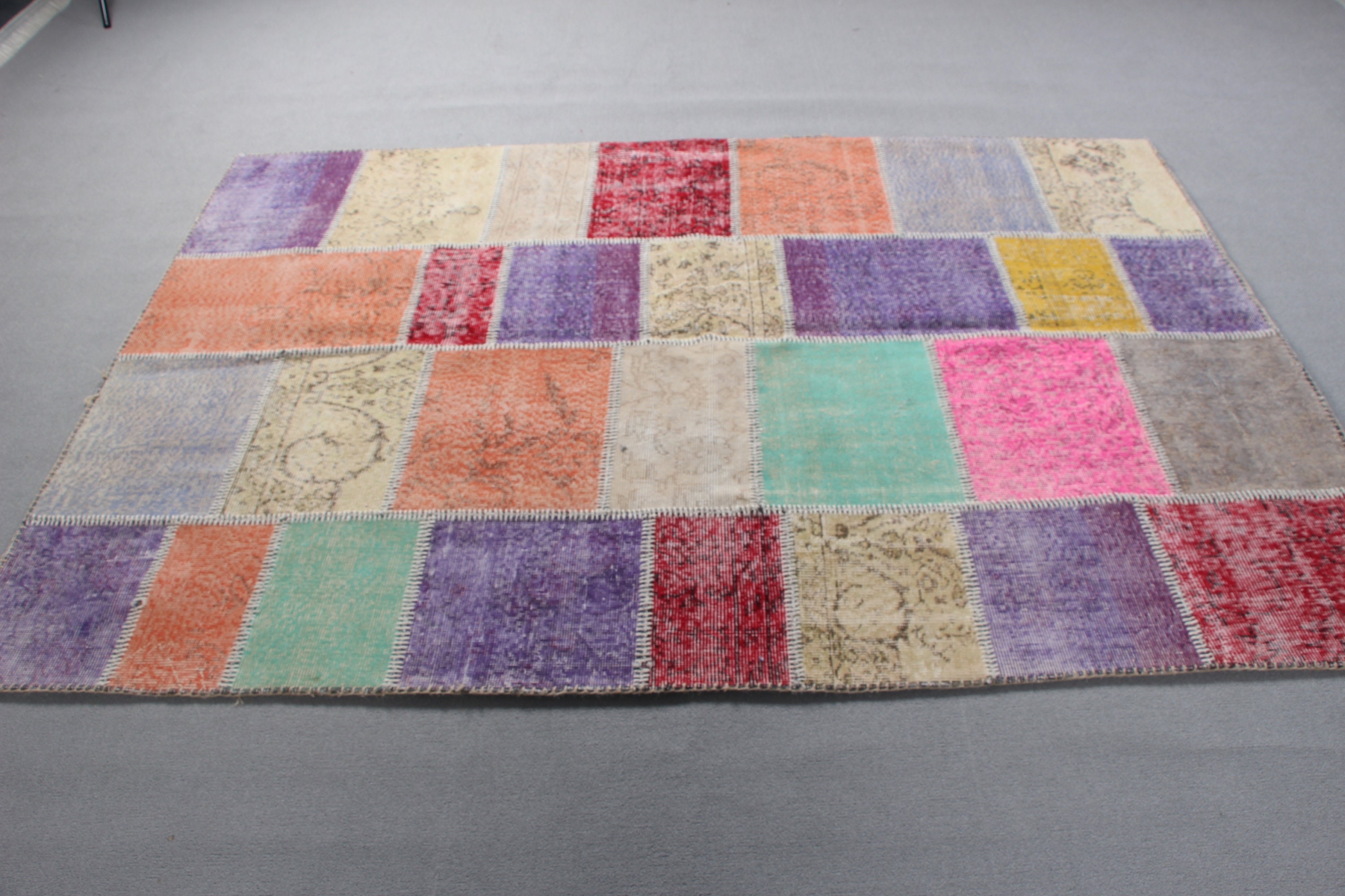 Oushak Area Rugs, Rainbow Statement Rug, Modern Rugs, 5.1x7.4 ft Area Rug, Turkish Rugs, Vintage Rugs, Kitchen Rugs, Statement Rug