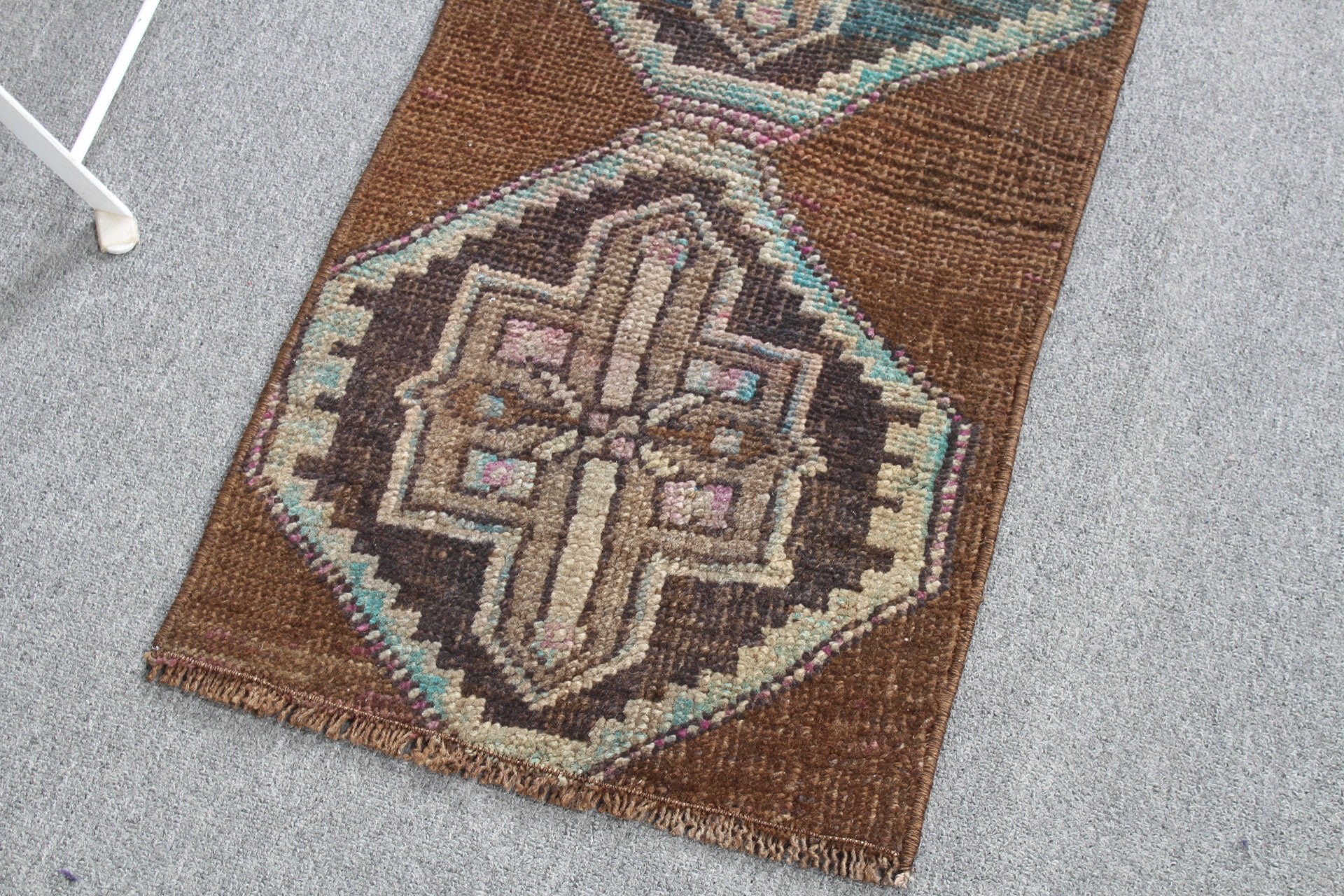 Brown Oushak Rug, Oushak Rug, Rugs for Kitchen, Door Mat Rugs, 1.3x2.7 ft Small Rugs, Eclectic Rug, Turkish Rug, Bedroom Rugs, Vintage Rug