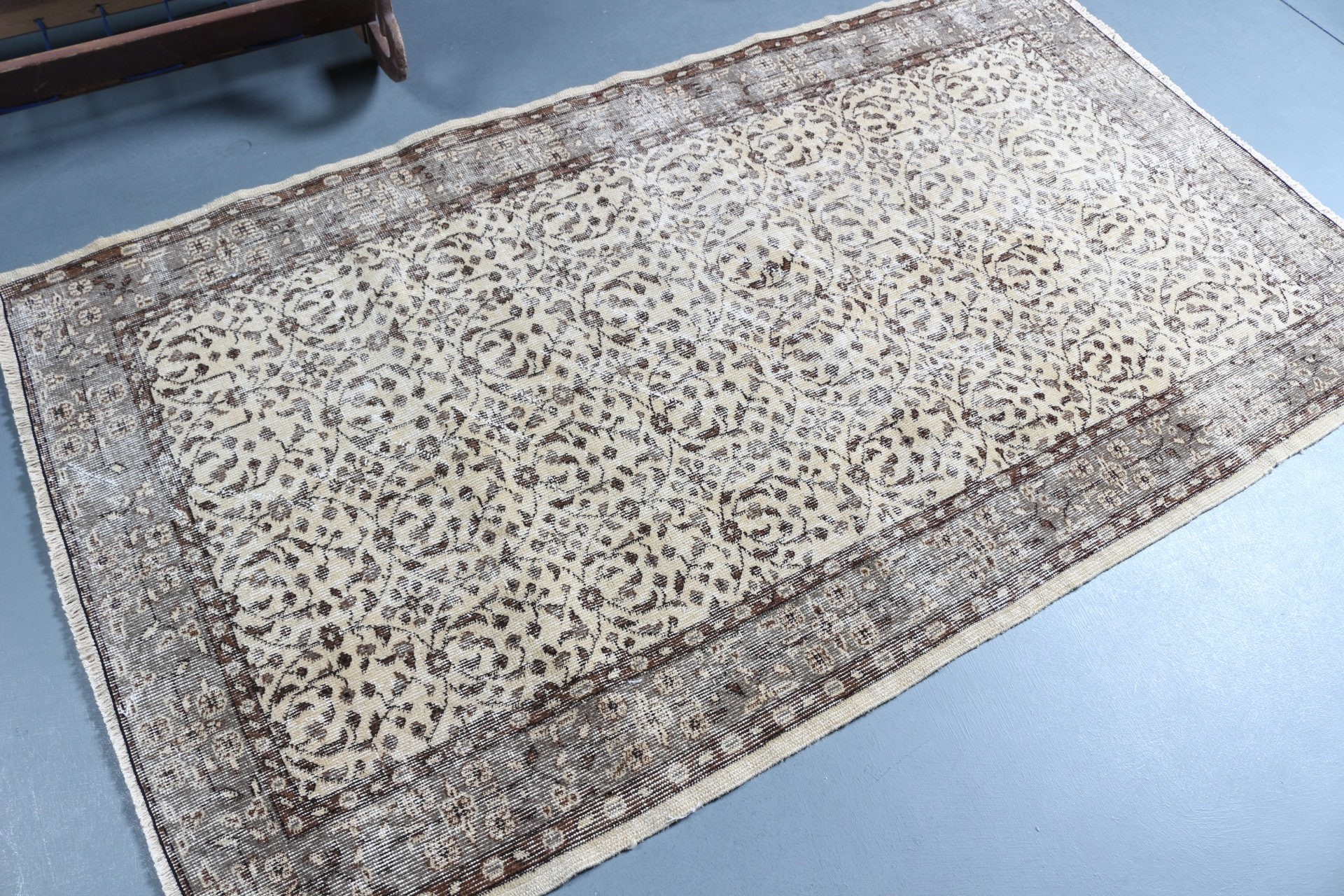 Rugs for Indoor, Anatolian Rug, Moroccan Rug, Vintage Rugs, Old Rug, Turkish Rug, Dining Room Rugs, 3.8x6.5 ft Area Rugs, Beige Kitchen Rug