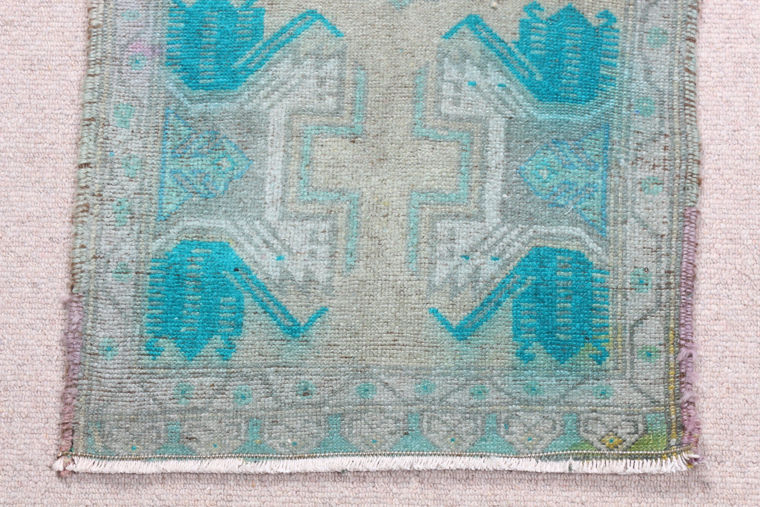 Turkish Rug, Kitchen Rug, Wall Hanging Rugs, Vintage Rugs, Dorm Rug, Green  1.6x3.5 ft Small Rug, Bath Rug, Home Decor Rugs