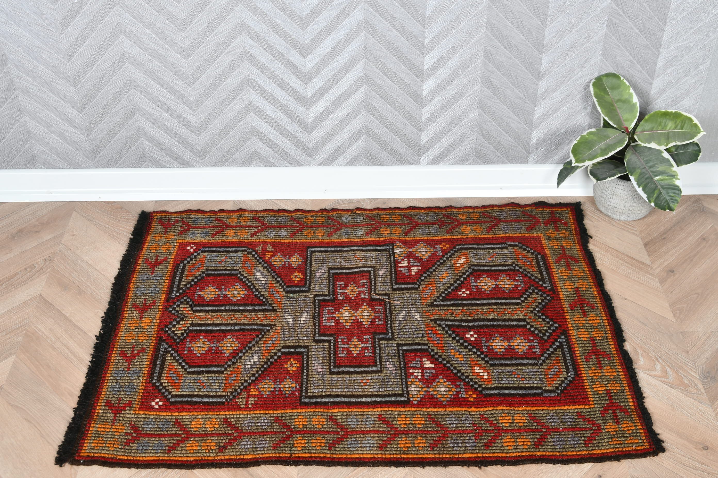 Wall Hanging Rug, Vintage Rug, Red Moroccan Rug, Boho Rug, Turkish Rug, Floor Rug, 2.4x3.3 ft Small Rug, Bedroom Rugs, Bathroom Rugs