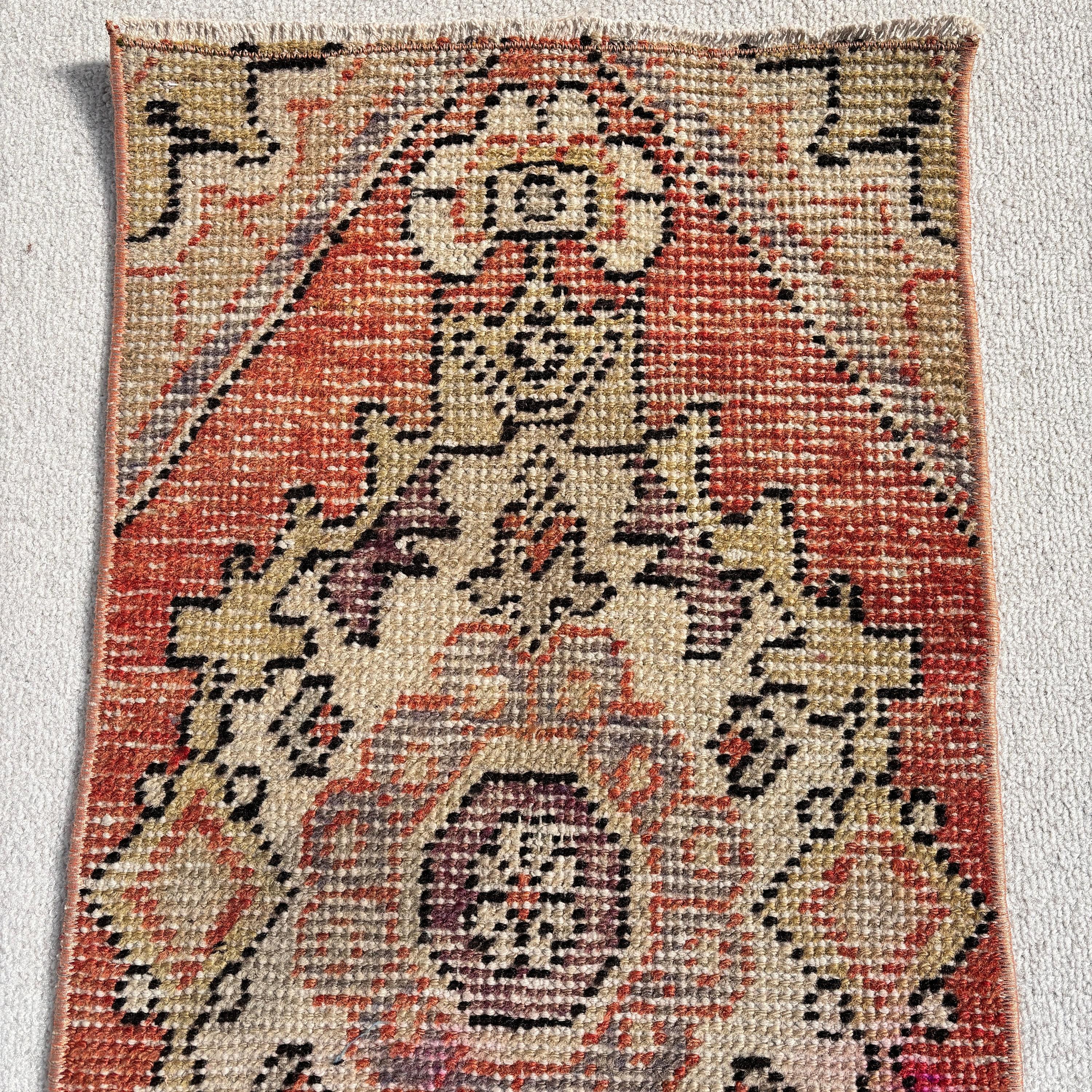 Bej Yatak Odası Halıları, 1.2x2.5 ft Küçük Halılar, Vintage Halı, Türk Halısı, Çocuk Halıları, Küçük Alan Halısı, Soğuk Halı, Küçük Alan Halıları, Boho Halı