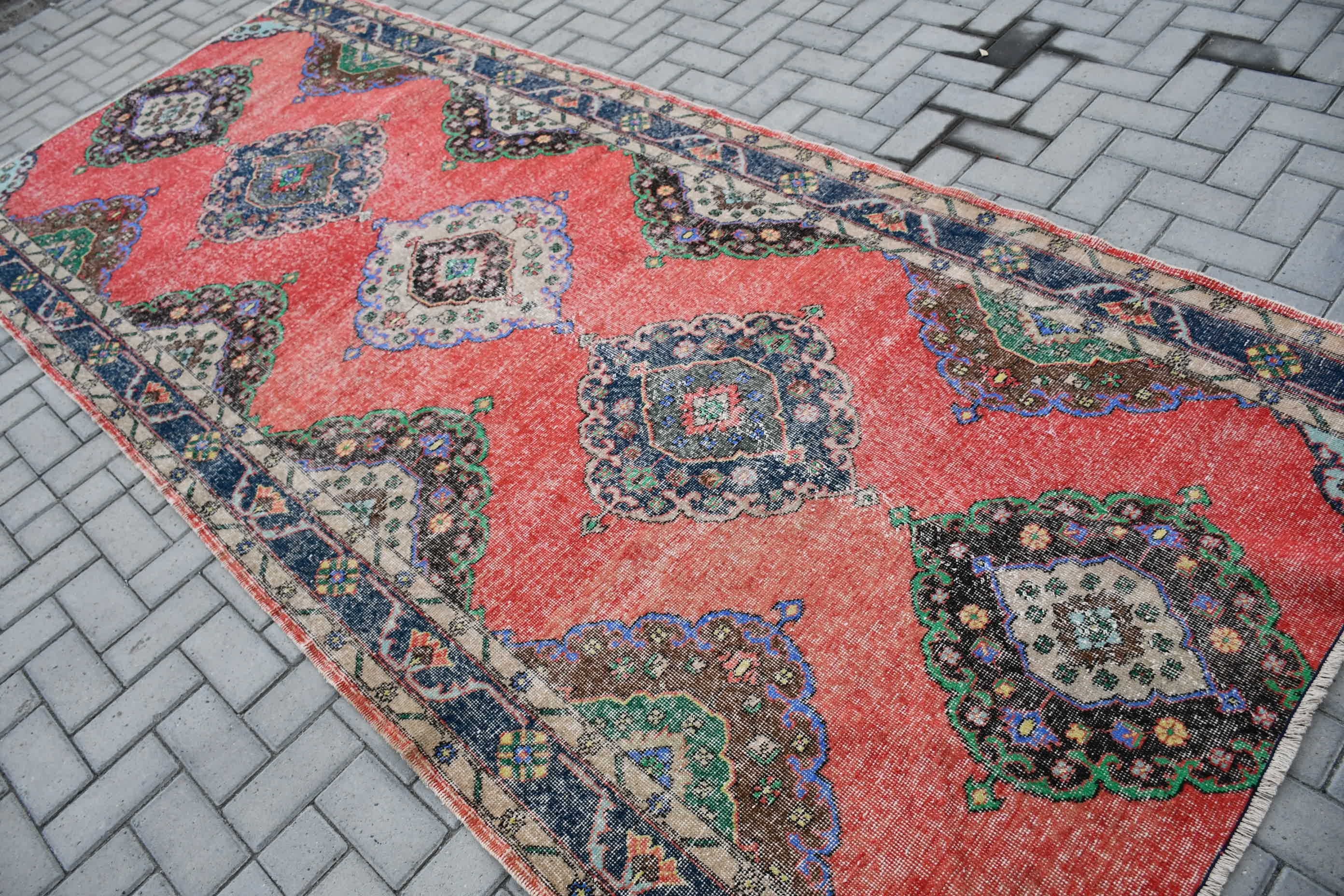 Salon Rug, Red Oushak Rug, Old Rugs, 4.7x11.1 ft Large Rug, Rugs for Salon, Antique Rug, Cool Rug, Turkish Rug, Bedroom Rug, Vintage Rugs