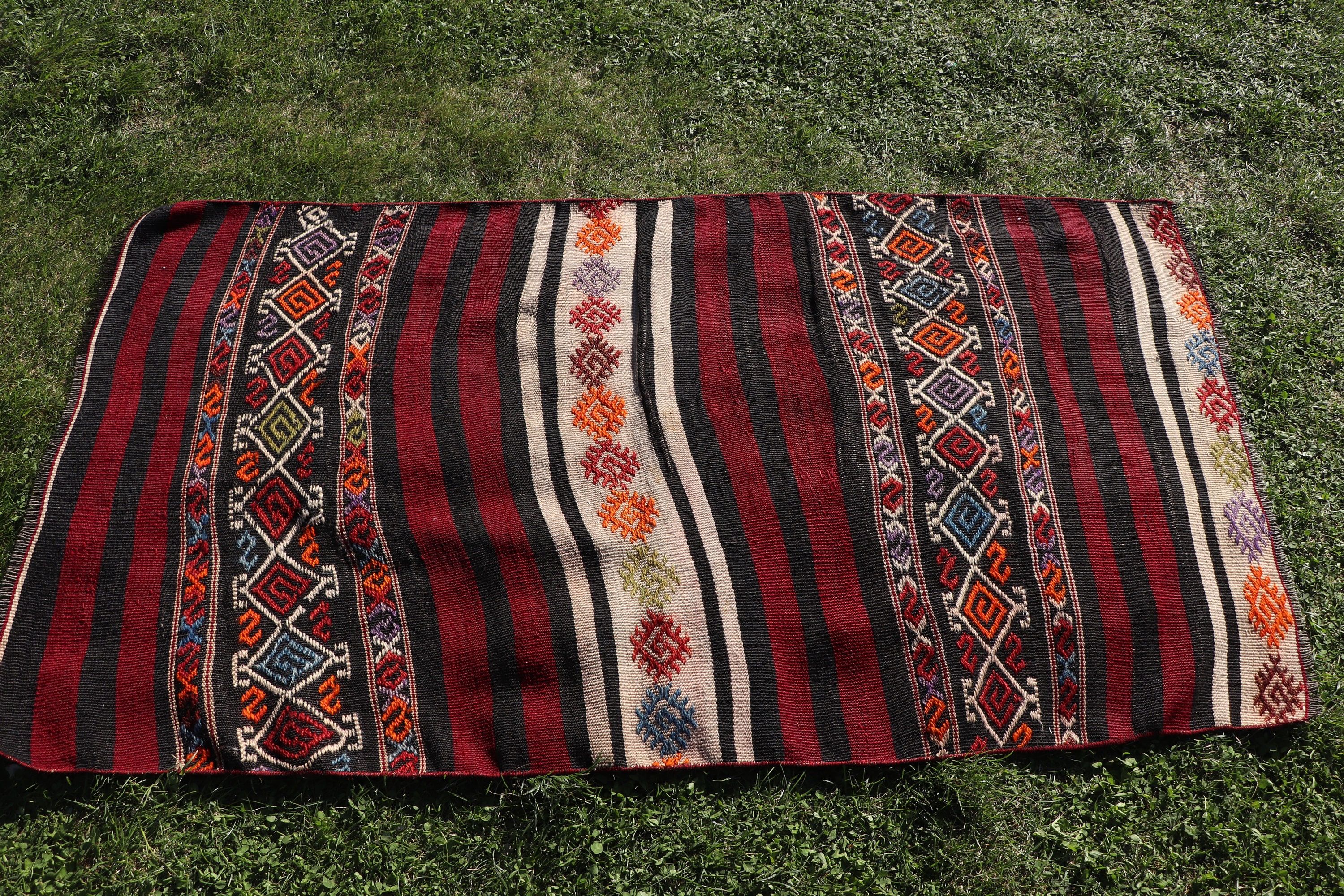 Boho Accent Halı, 2.9x5.4 ft Accent Halılar, Kırmızı Antika Halılar, Kilim, Vintage Halılar, Modern Halılar, Vintage Accent Halı, Türk Halıları, Havalı Halılar