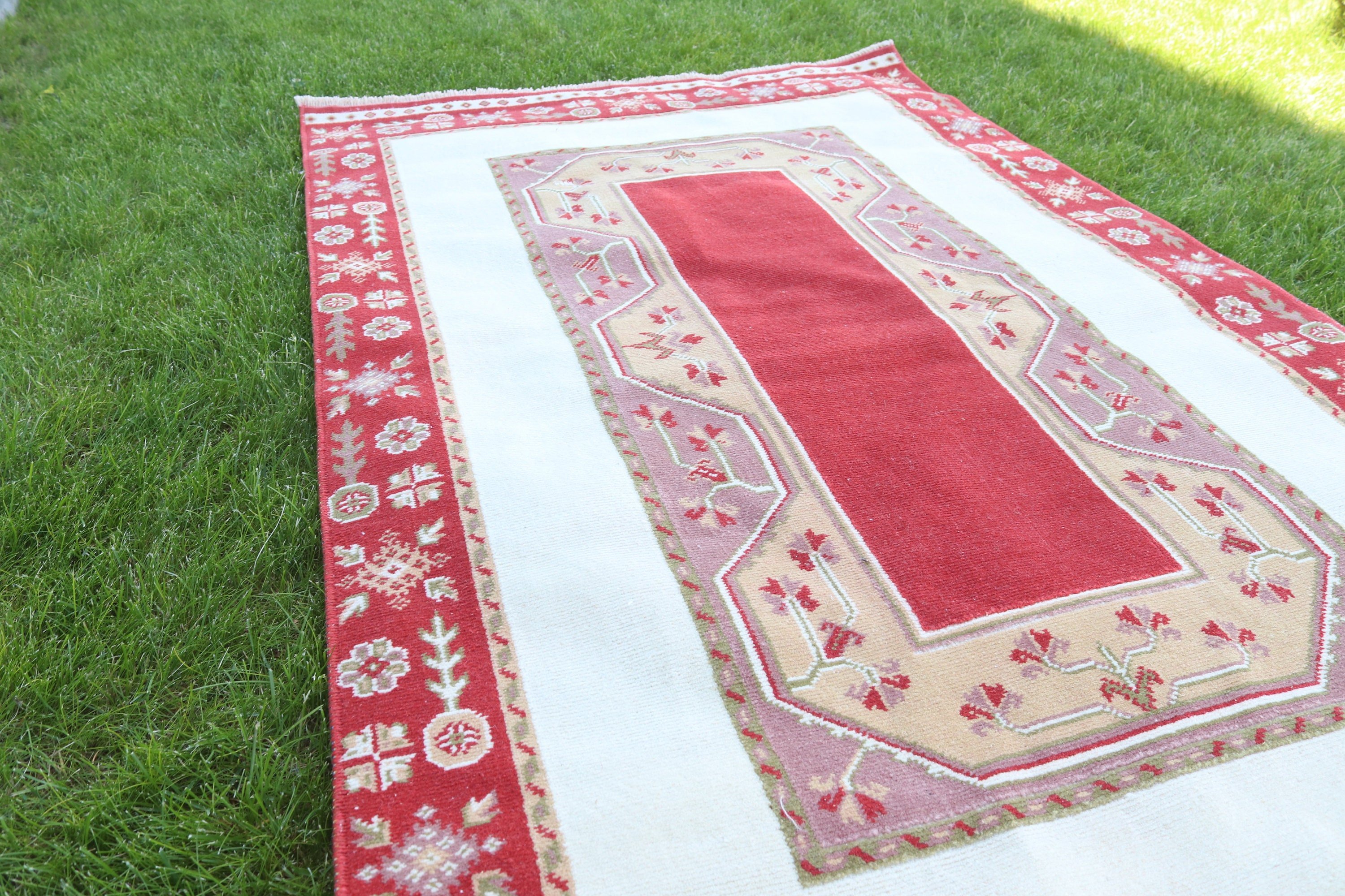 Nursery Rugs, Wool Rugs, Turkish Rugs, 3.2x5.5 ft Accent Rugs, Red Oriental Rugs, Neutral Rug, Rugs for Boho Accent, Vintage Rug