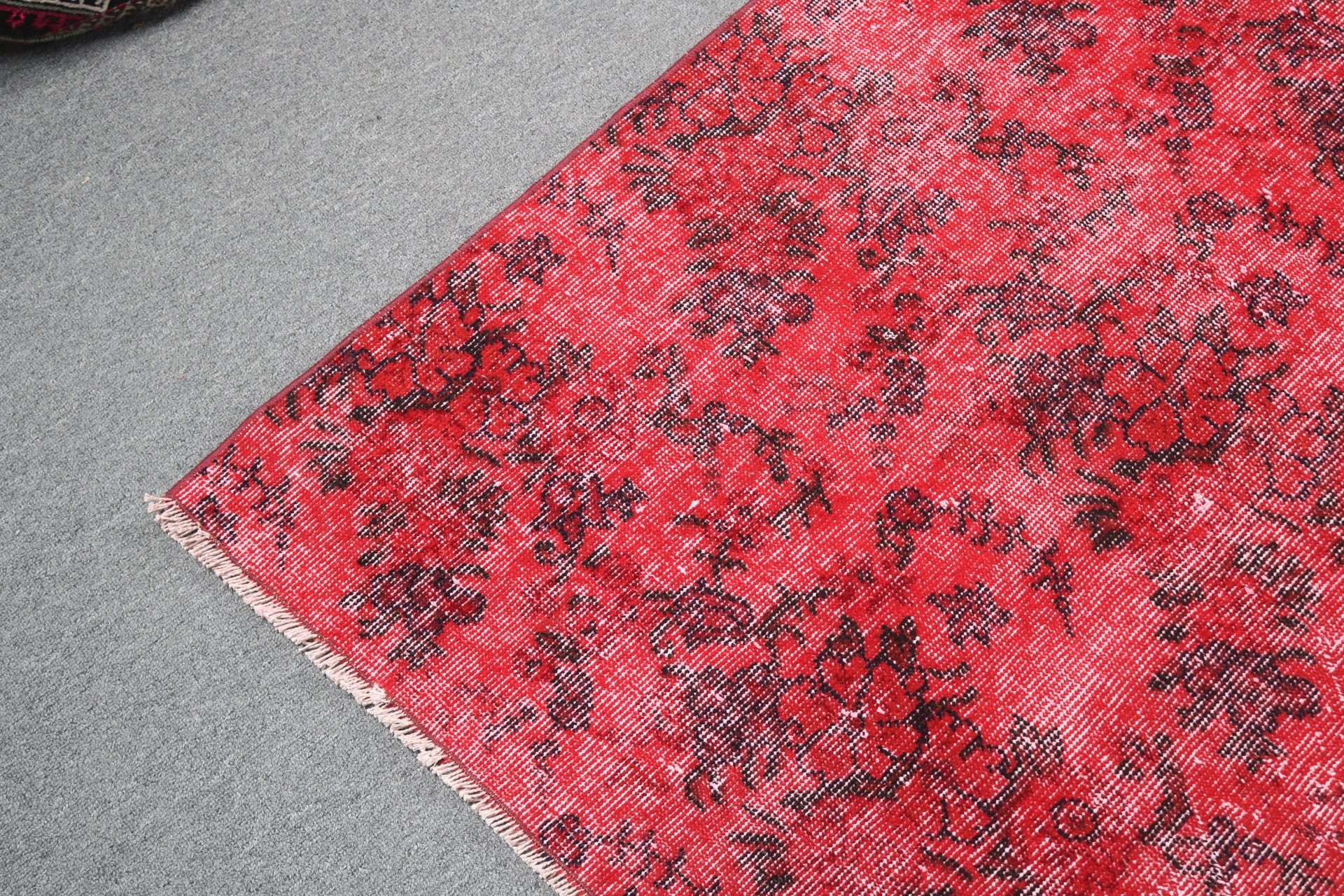 Handwoven Rug, Vintage Rug, Dining Room Rug, Red  5x8.9 ft Large Rug, Bedroom Rugs, Turkish Rugs, Large Oushak Rug, Boho Rugs