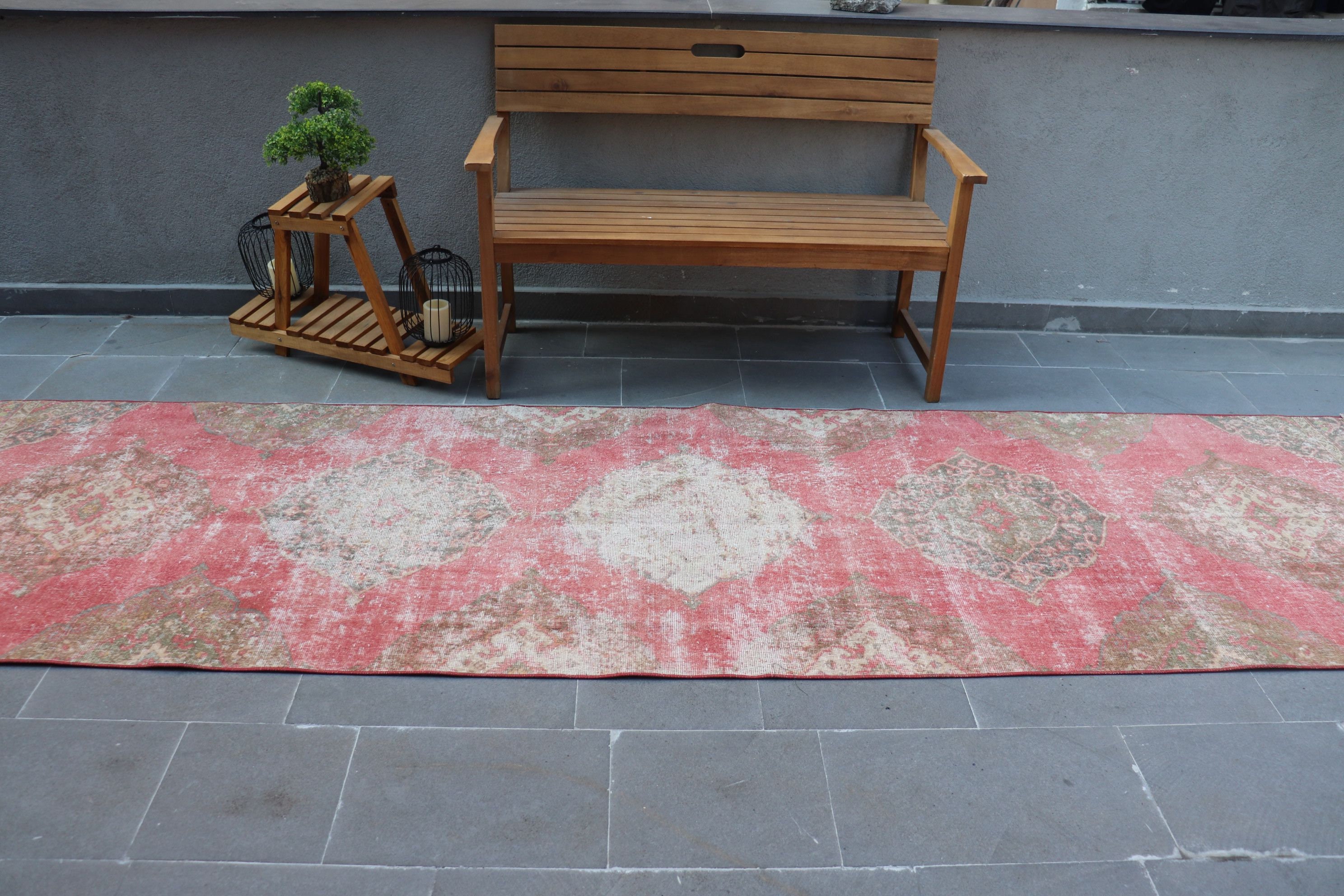 Red  3.5x12.4 ft Runner Rug, Rugs for Runner, Hallway Rug, Tribal Rug, Kitchen Rug, Turkish Rugs, Vintage Rug