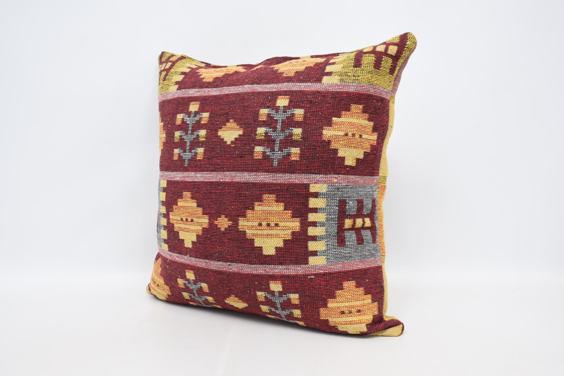 Boho Pillow, Pillow for Sofa, Outdoor Throw Pillow Cover, 28"x28" Red Pillow Sham, Handmade Kilim Cushion, Wholesale Cushion Case