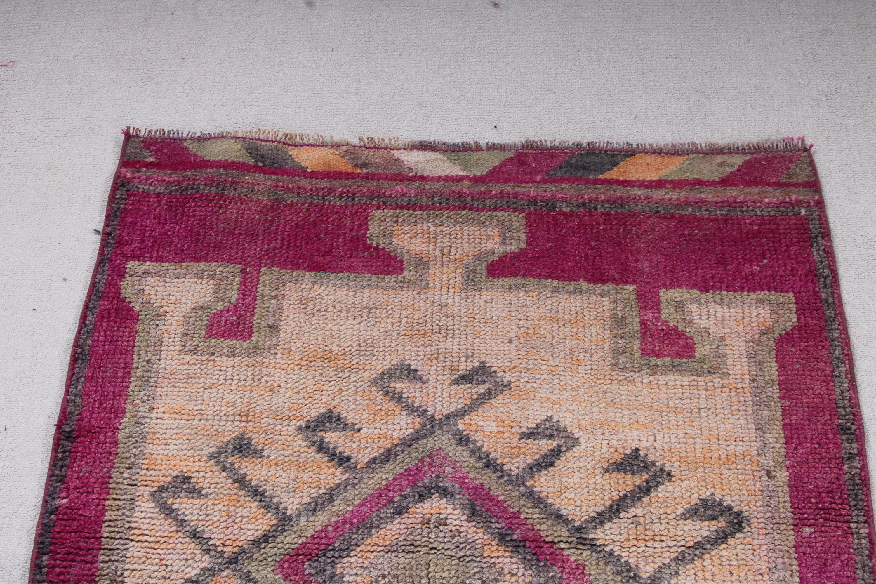 Purple Floor Rug, Oushak Rugs, Turkish Rugs, Vintage Runner Rugs, Beni Ourain Runner Rug, Vintage Rug, 3.1x11.7 ft Runner Rug, Moroccan Rug