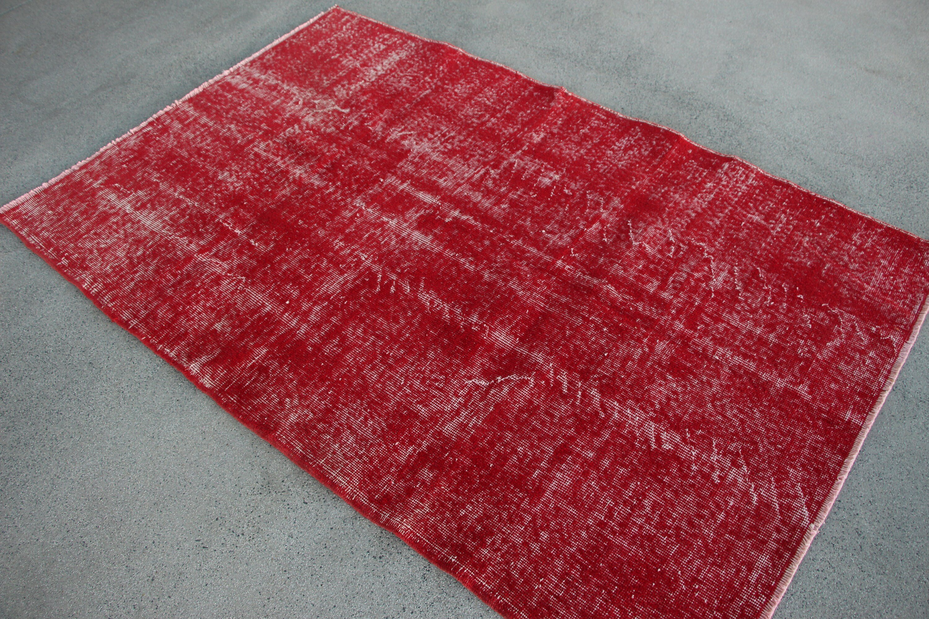 Red Oriental Rug, Wool Rugs, Turkish Rugs, Indoor Rugs, Dining Room Rug, Oriental Rugs, Rugs for Area, 4.1x6.4 ft Area Rugs, Vintage Rug