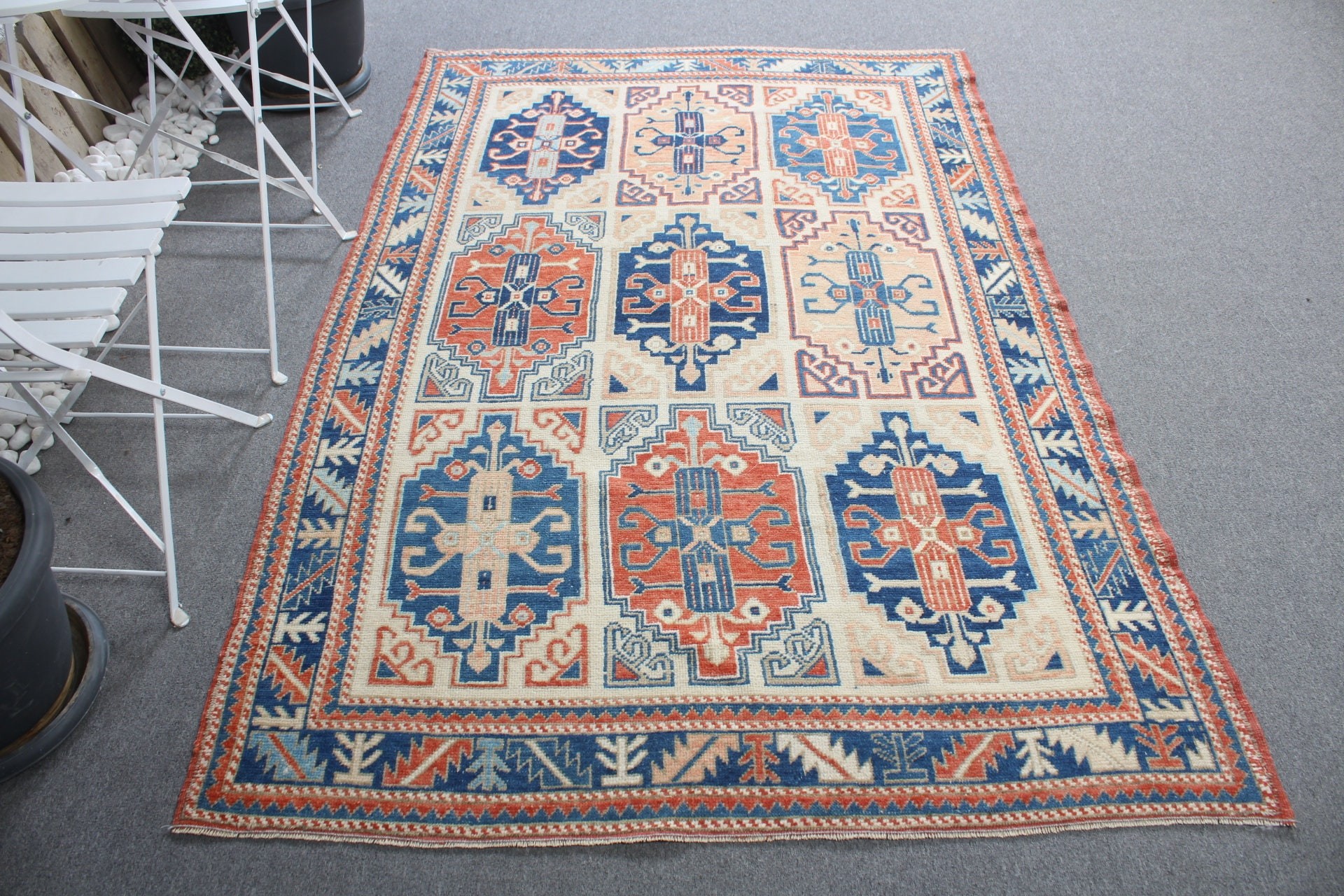 Oushak Halıları, Mutfak Halısı, İç Mekan Halıları, 4,7x6,8 ft Alan Halıları, Vintage Halılar, Türk Halısı, Oryantal Halılar, Bej Yatak Odası Halıları, Yer Halıları