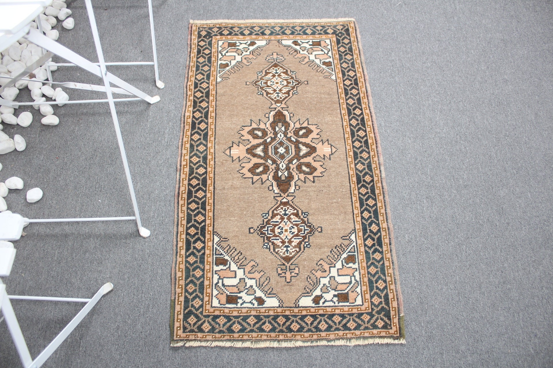 Mutfak Halısı, Vintage Halı, Yün Halılar, Duvara Asılı Halılar, 1.9x3.4 ft Küçük Halı, Türk Halısı, Organik Halı, Kahverengi Soğuk Halı