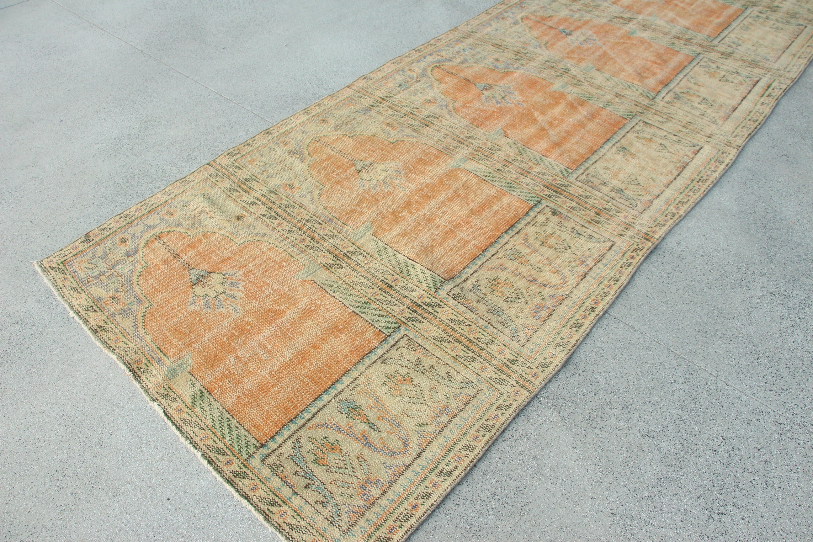 Kitchen Rugs, 4.1x18.3 ft Runner Rugs, Orange Home Decor Rug, Stair Rugs, Aztec Rug, Vintage Rug, Turkish Rugs, Corridor Rug, Oushak Rugs