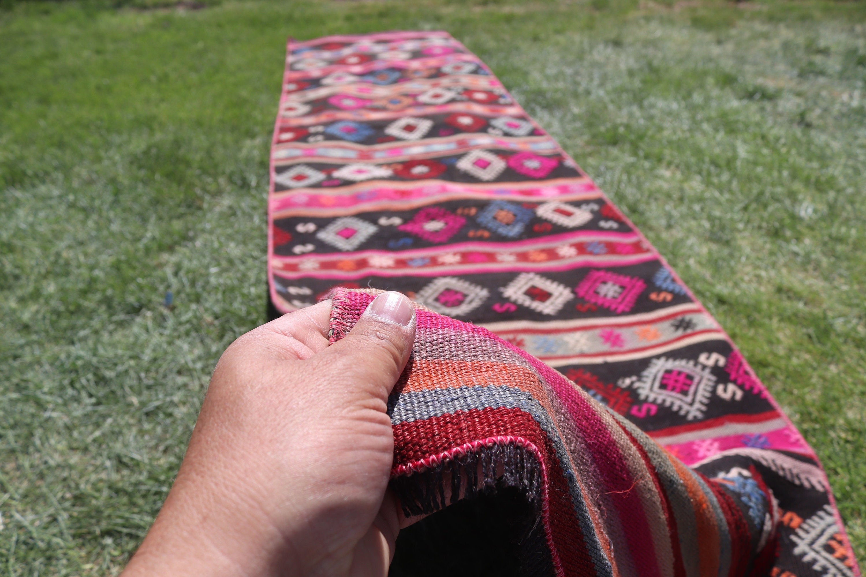 Koridor Halıları, Kilim, Türk Halıları, 2,1x9,3 ft Runner Halısı, Pembe Anadolu Halıları, Havalı Halılar, Vintage Runner Halısı, Vintage Halı, Açıklama Halıları