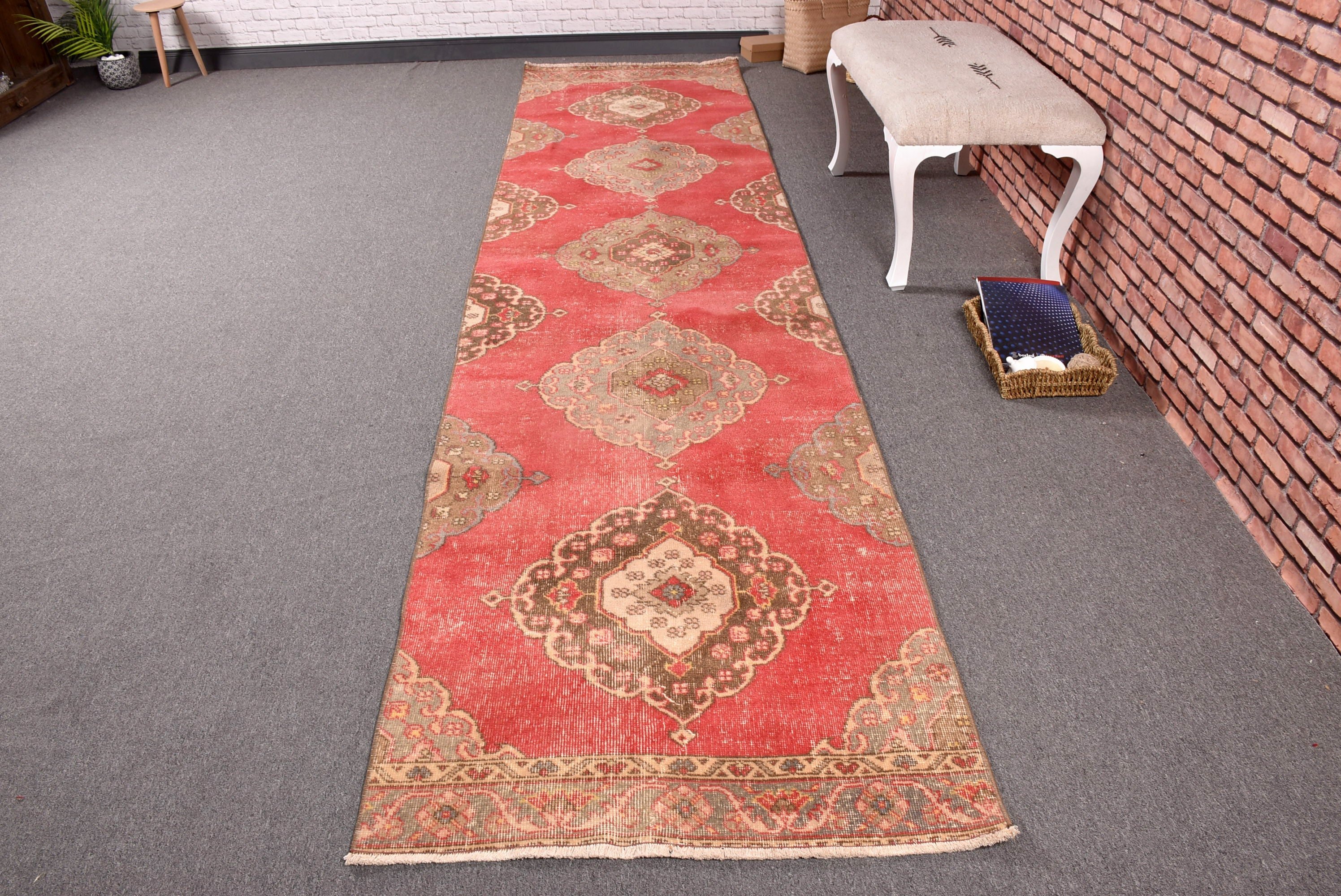 Modern Halı, Türk Halısı, Uzun Yolluk Halısı, Beni Ourain Runner Halıları, Vintage Halı, Kırmızı Oryantal Halılar, 2.9x12.1 ft Runner Halıları, Oryantal Halı