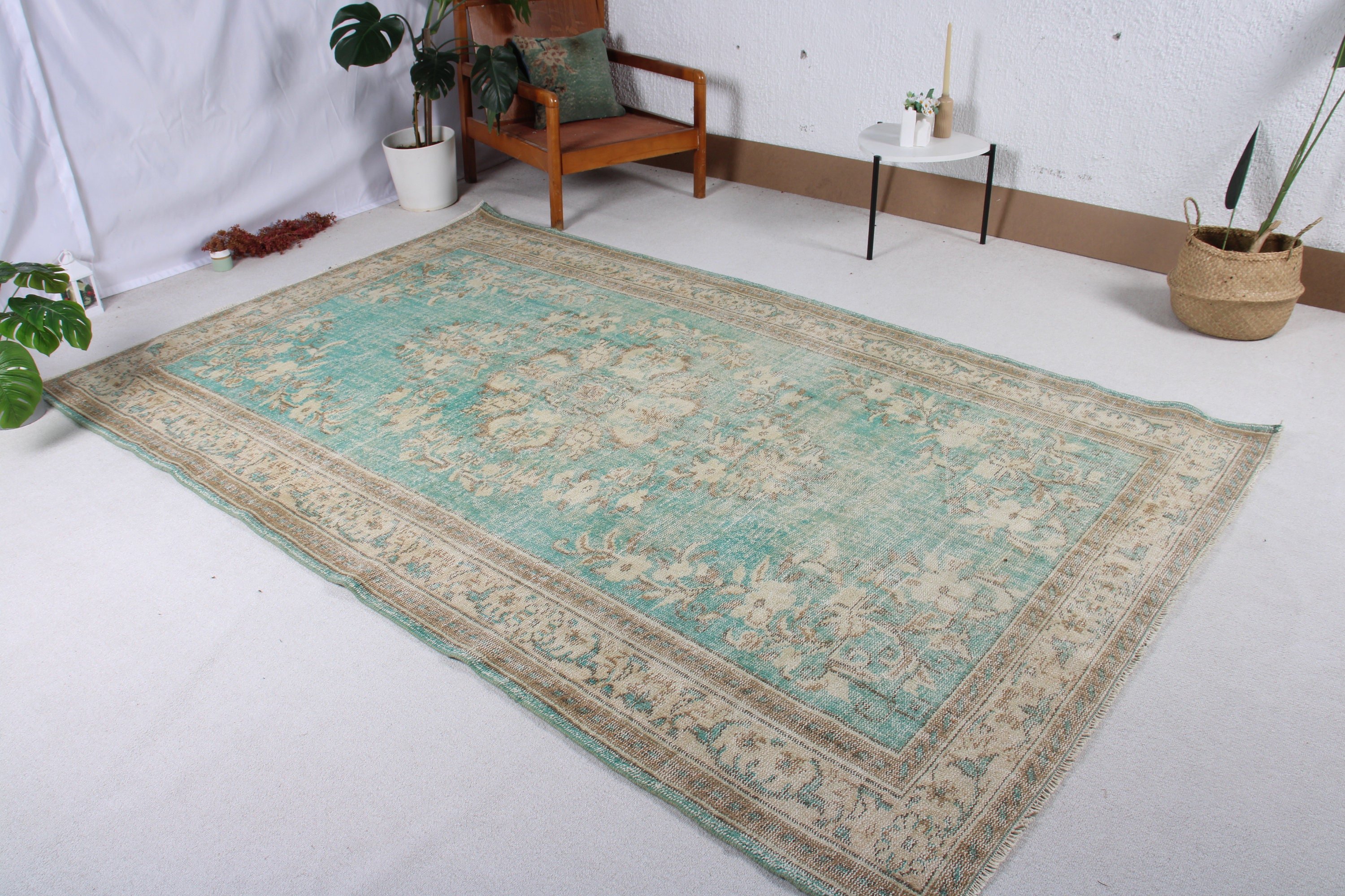 Türk Halıları, Büyük Vintage Halılar, Boho Halı, 5.8x9.3 ft Büyük Halılar, Vintage Halı, Bej Mutfak Halıları, Mutfak Halıları, Oturma Odası Halısı